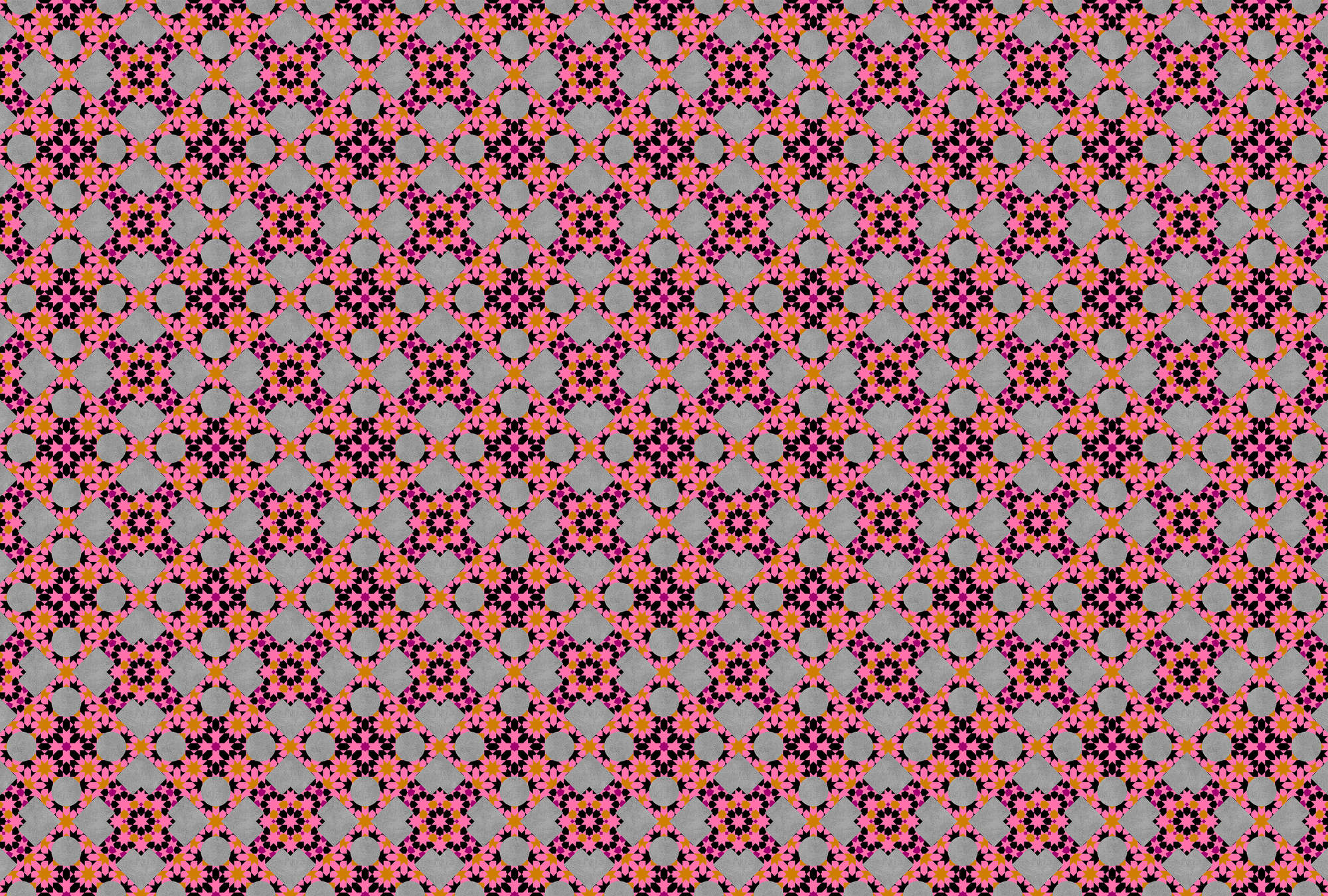            Abstract Grafisch Mozaïek Behang - Oranje, Roze
        