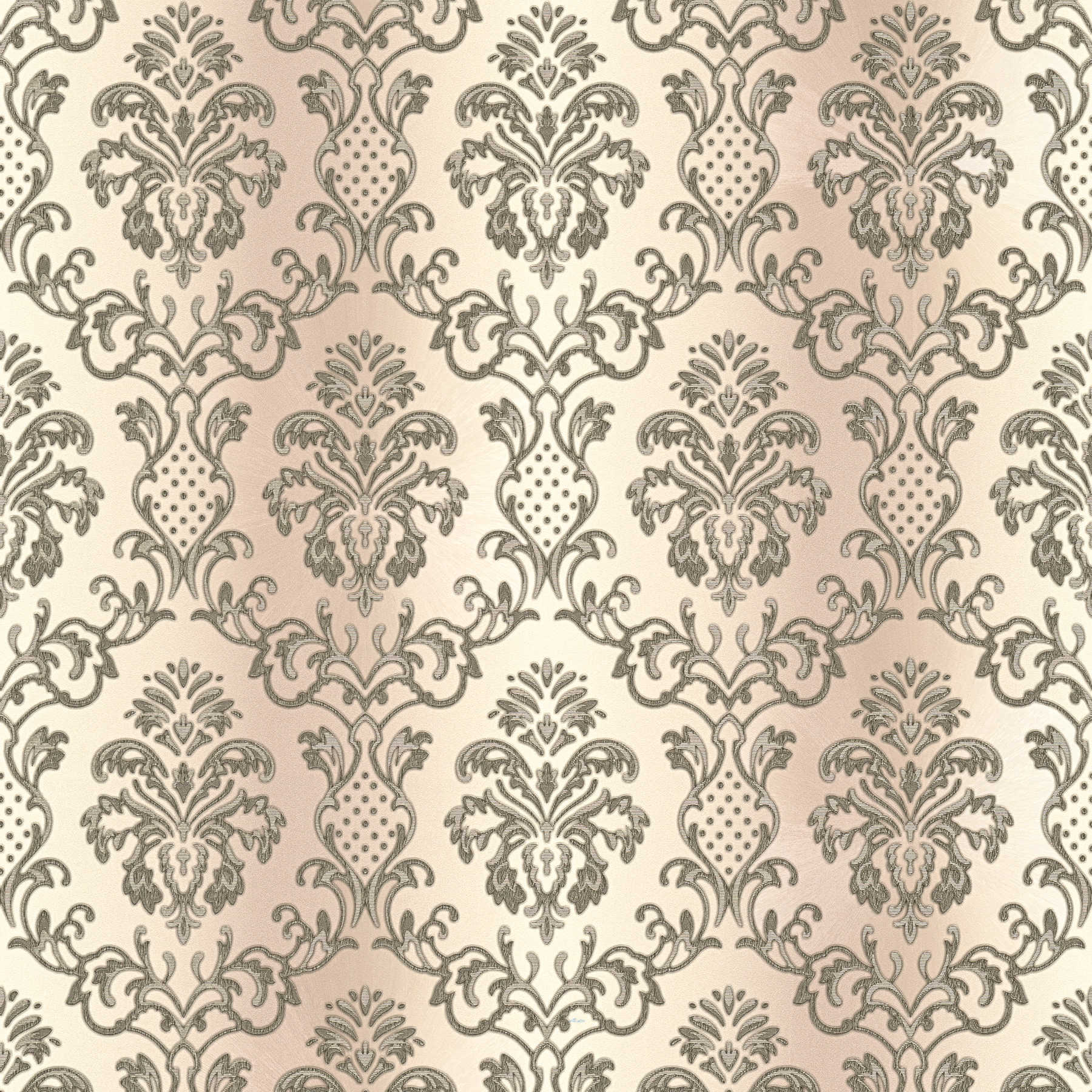 Ornaments wallpaper with brass decor in vintage style - cream

