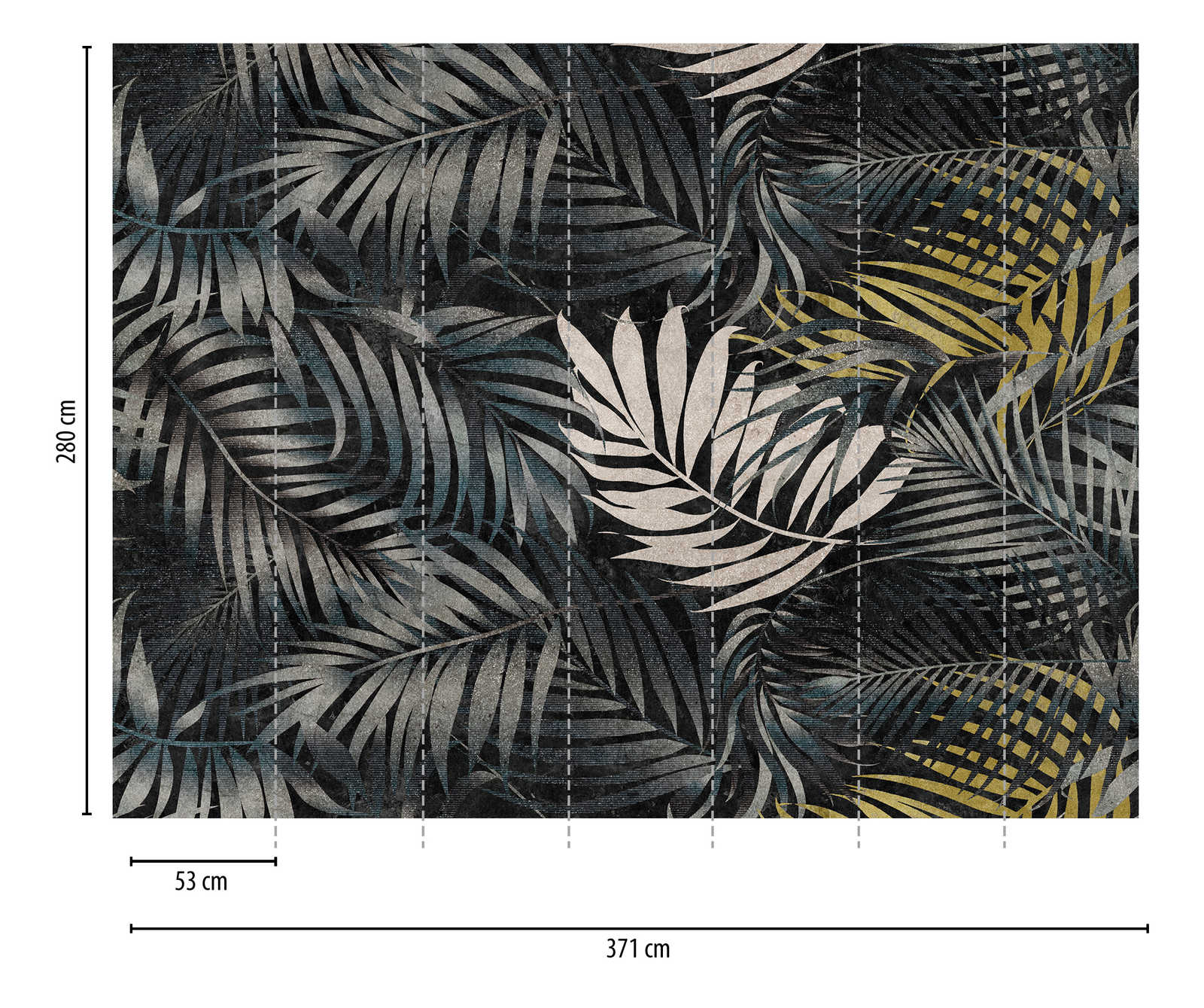             Papier peint Nouveauté | papier peint à motifs XXL Feuilles dans le look rétro hawaïen
        