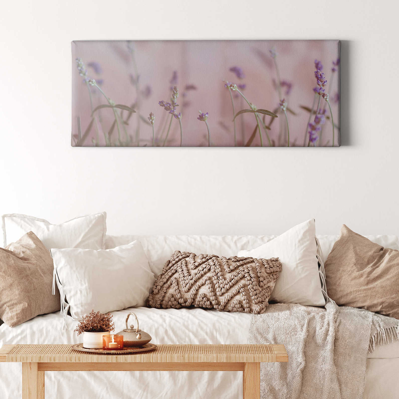             Foto panoramica di un prato fiorito con fiori di lavanda - 1,00 m x 0,40 m
        