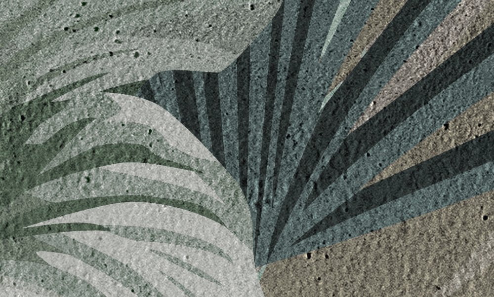             Papier peint jungle palmiers et fleurs - vert, gris
        