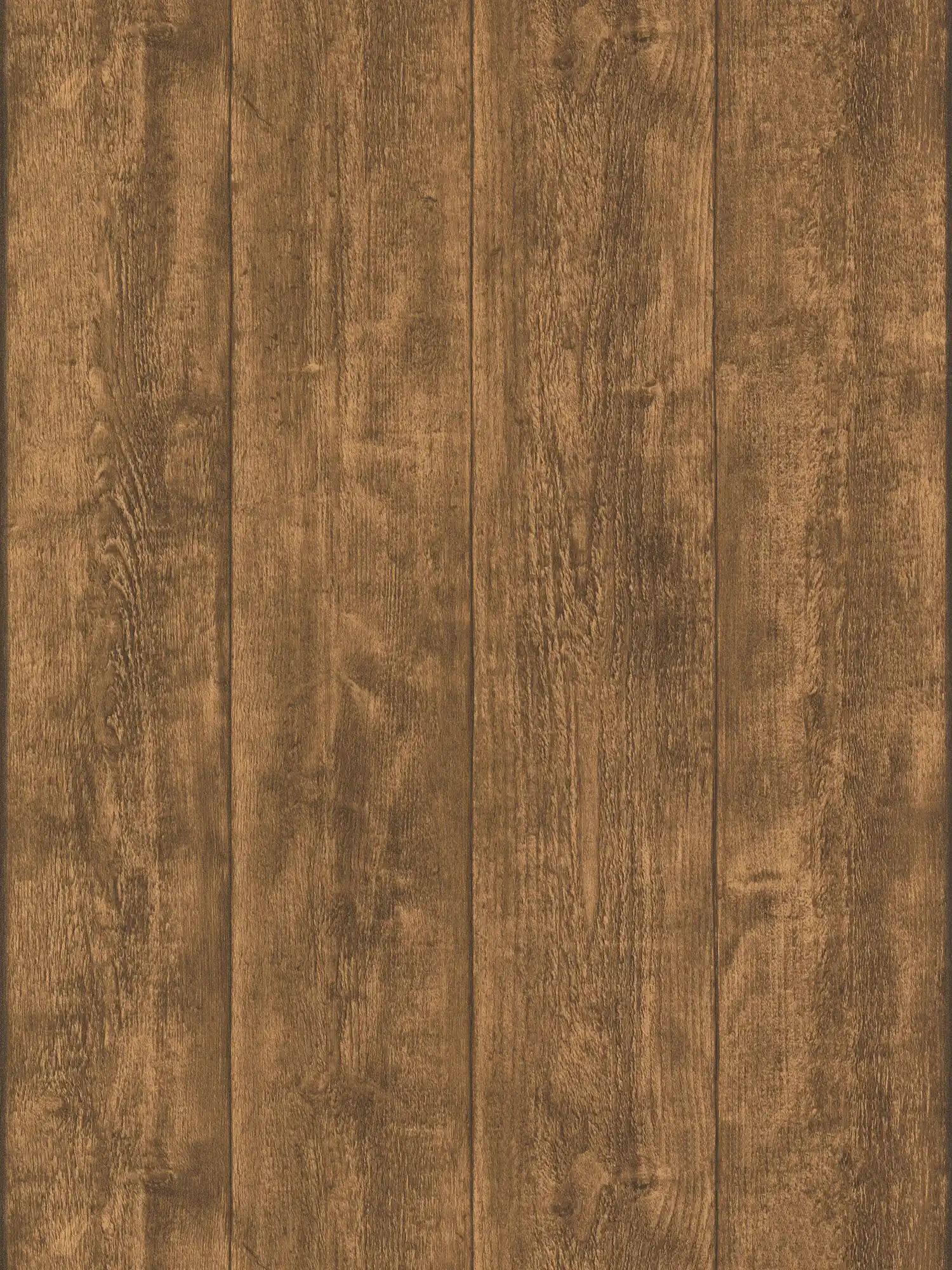 Papel pintado no tejido con aspecto de madera y grano rústico - marrón
