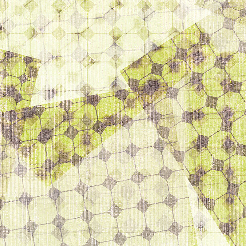 Muurschildering geometrisch patroon & laagjeseffect - Groen, Wit, Zwart

