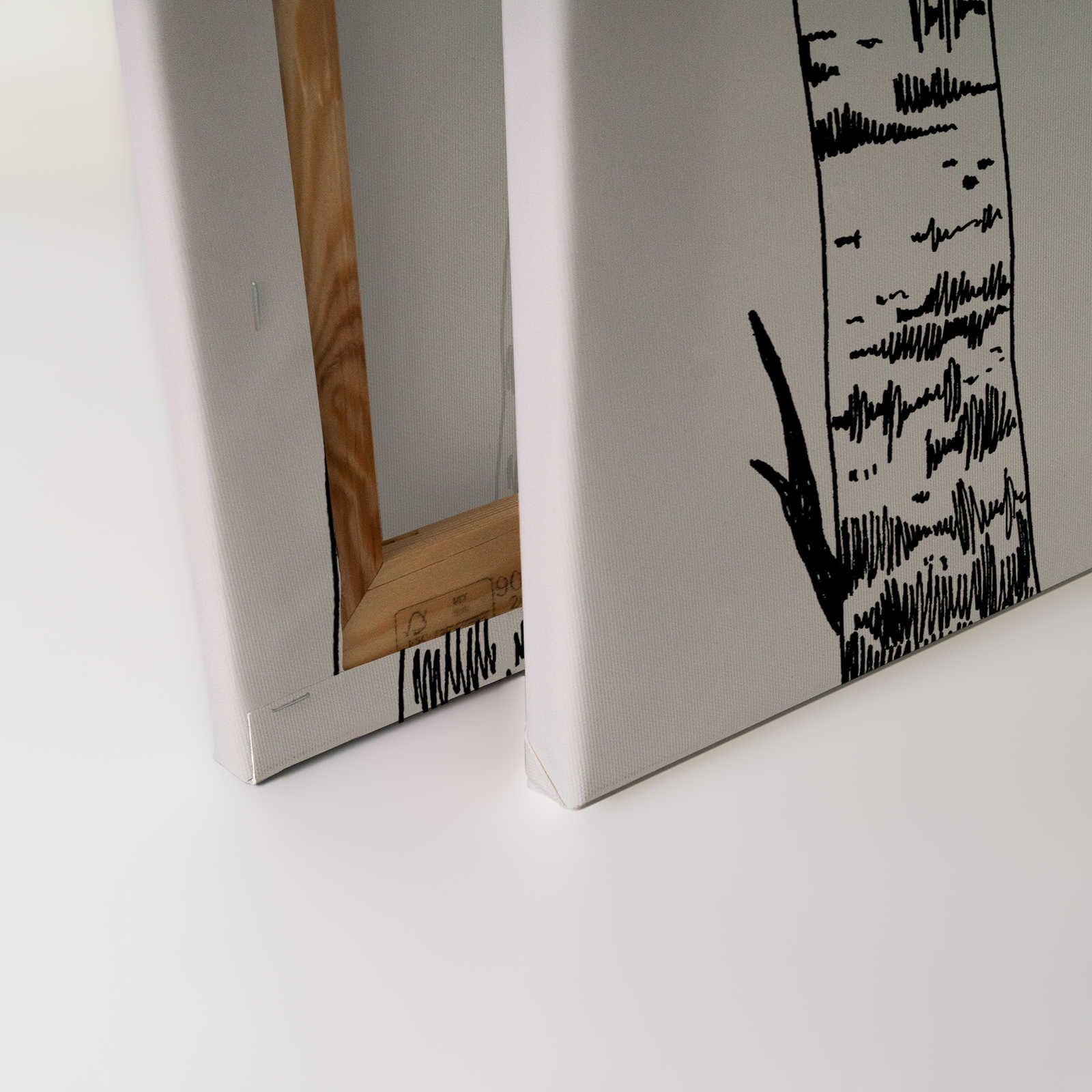             Canvas drawn birch forest - 90 cm x 60 cm
        