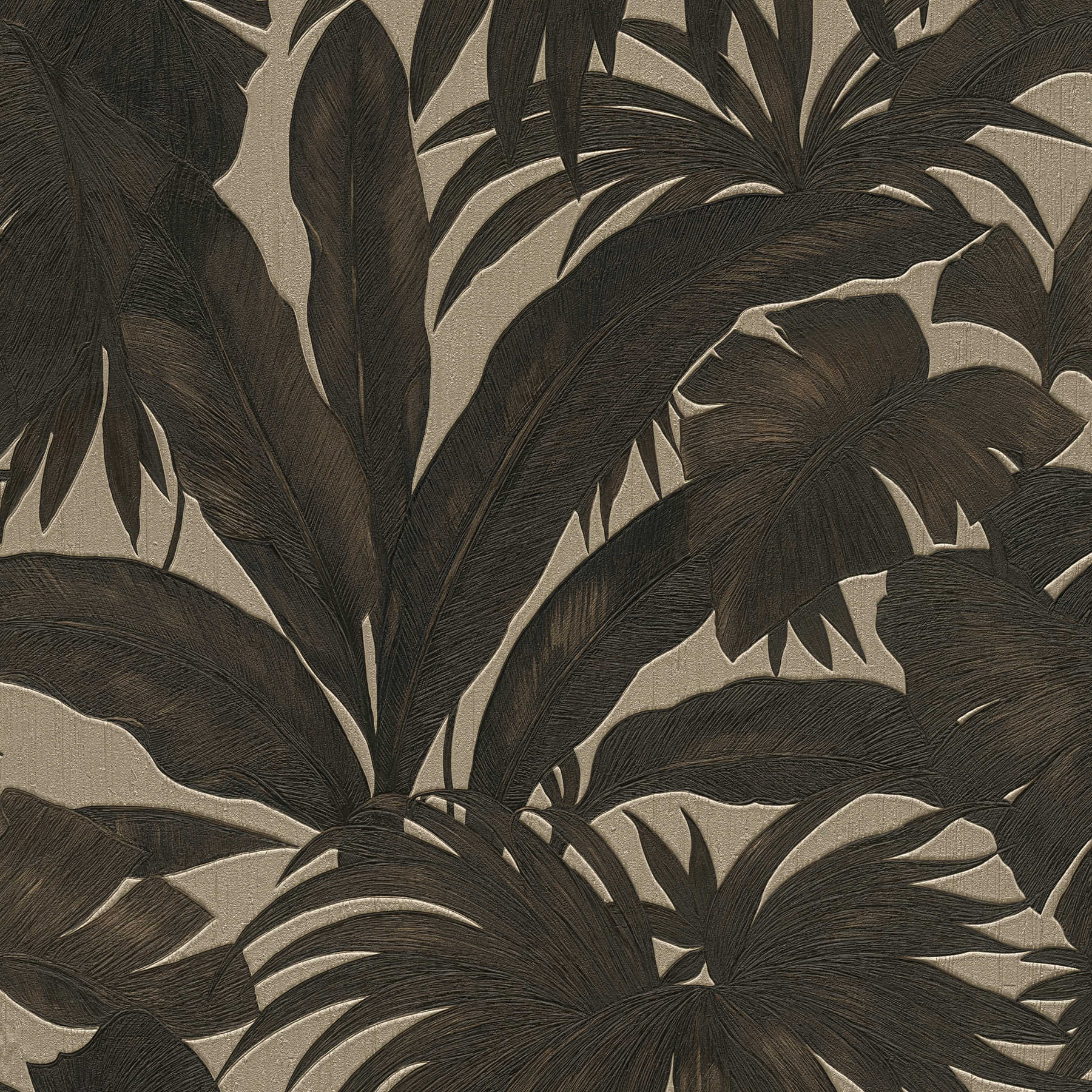 VERSACE wallpaper palm trees & metallic effect - Brown, Metallic
