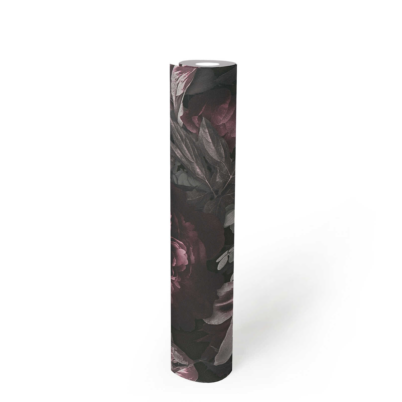             Roses wallpaper flowers in painting style - grey, pink, green
        