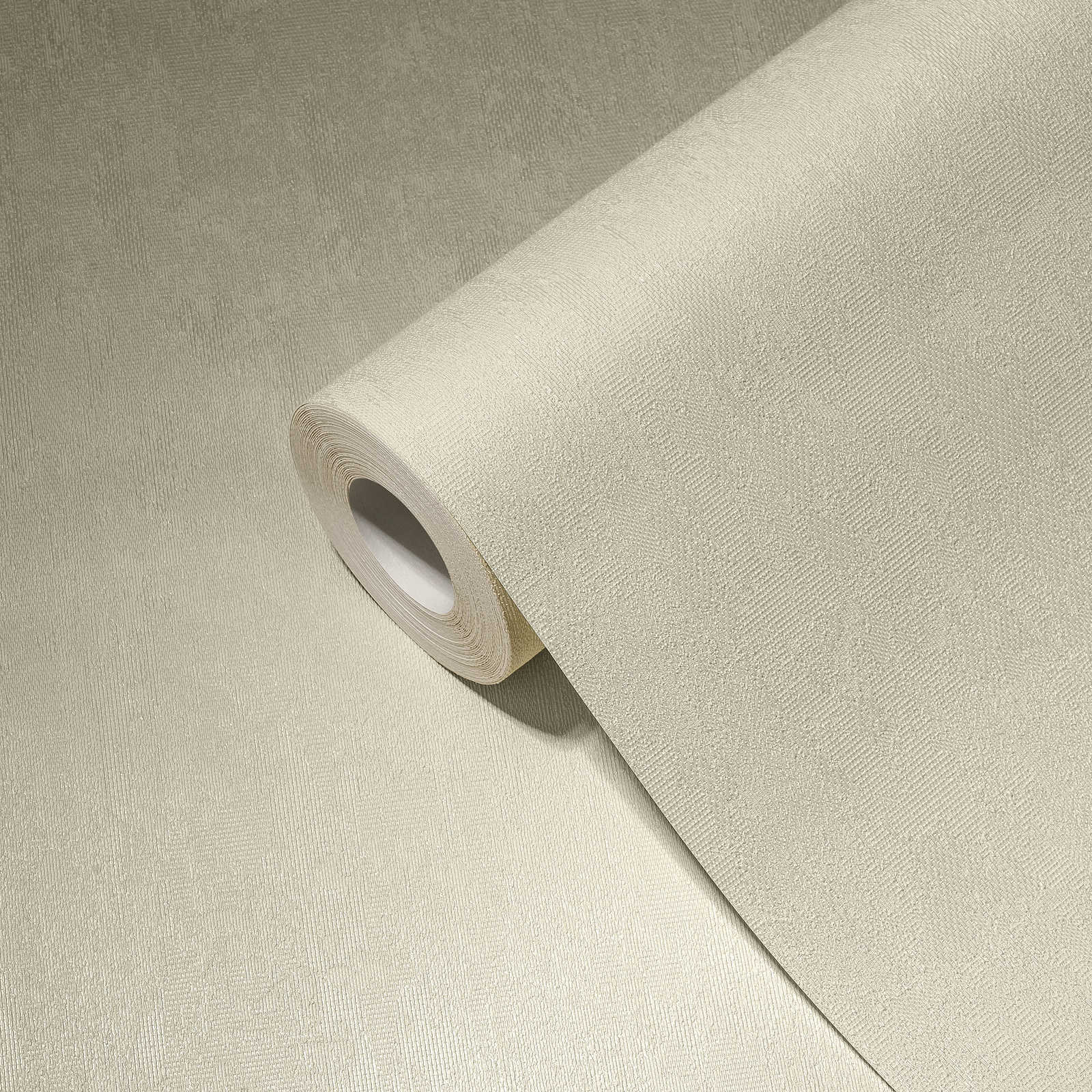             Papier peint intissé crème-blanc uni avec surface structurée
        