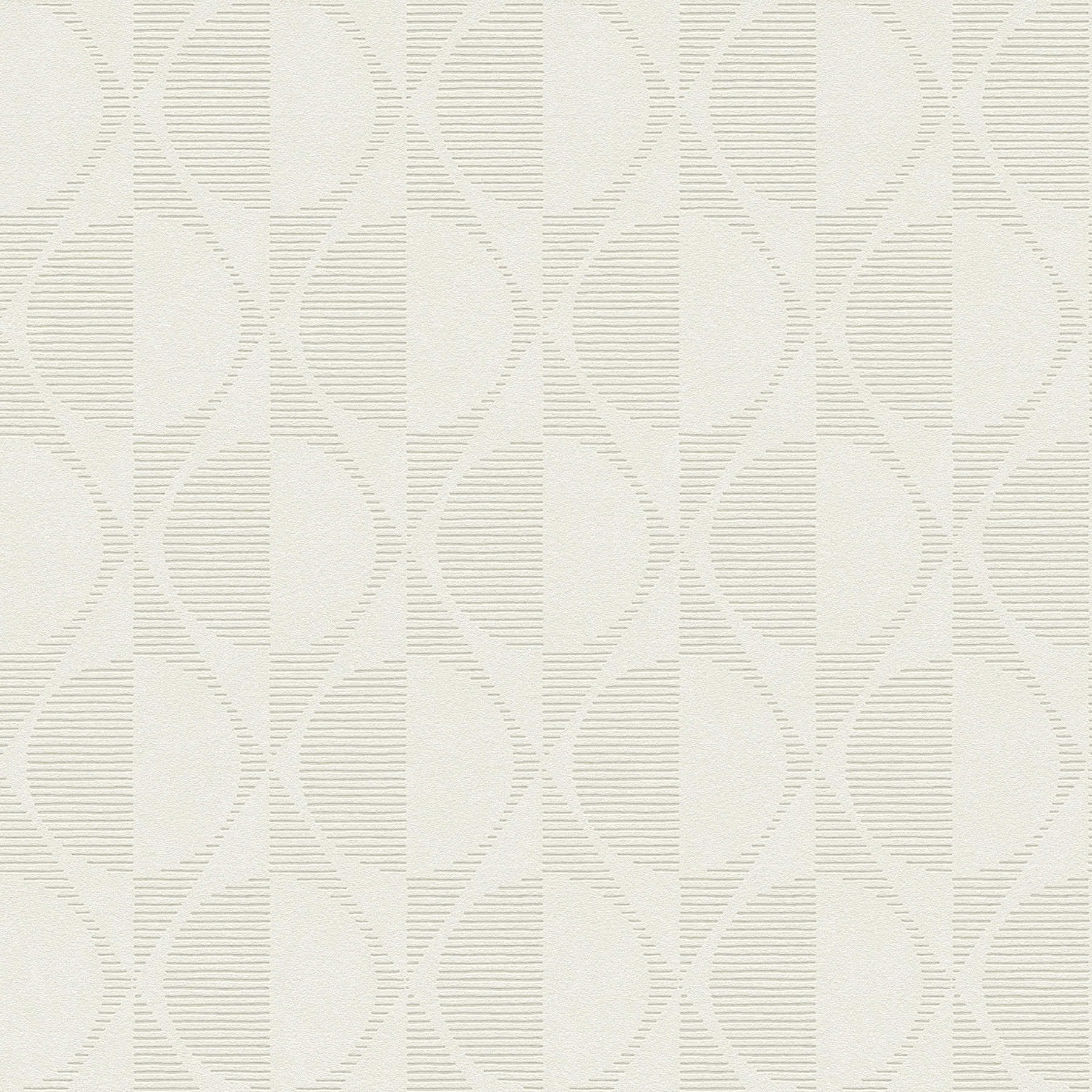 Papier peint rétro avec motifs circulaires et losanges - crème, beige
