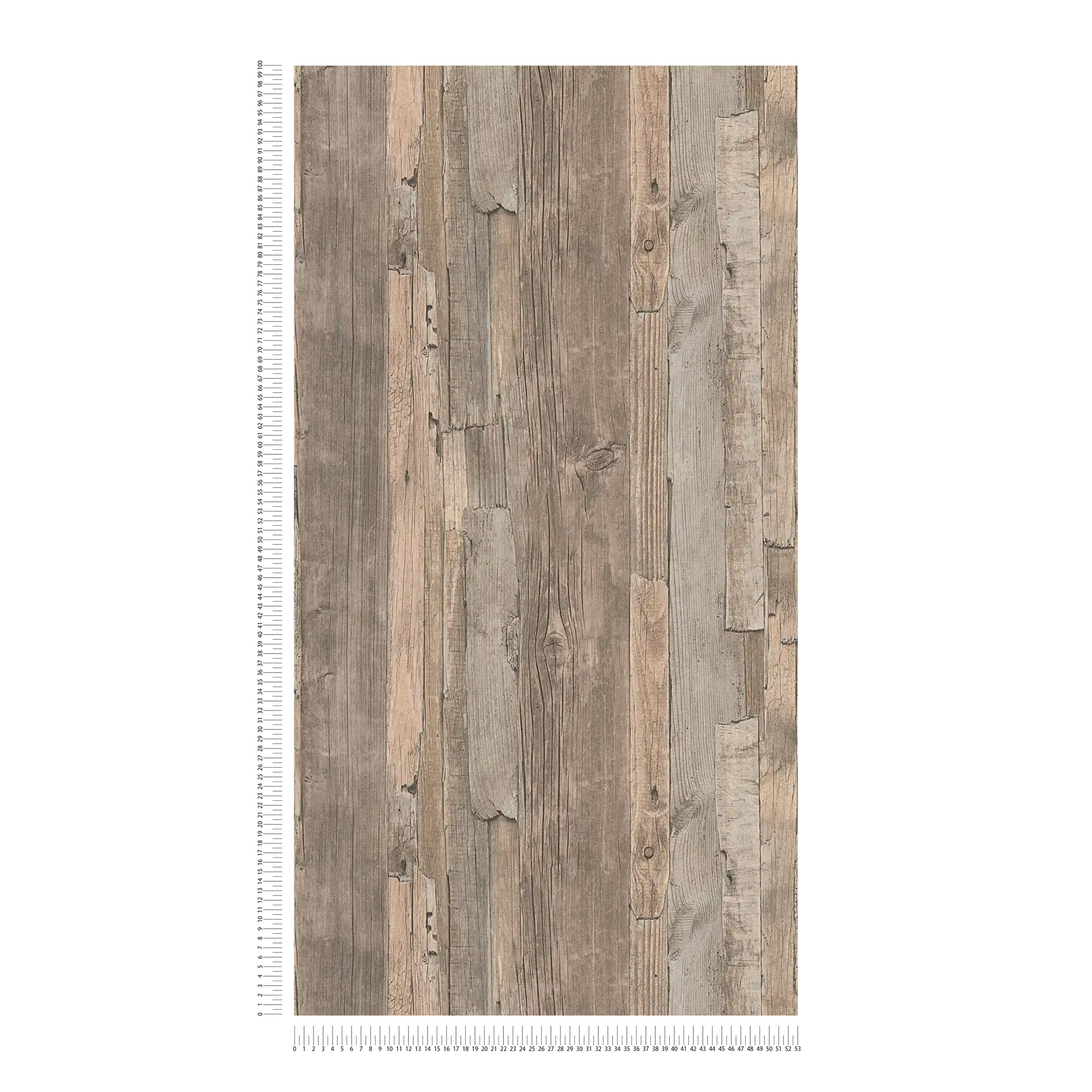             Wallpaper with board pattern, wood in used design - beige, brown
        