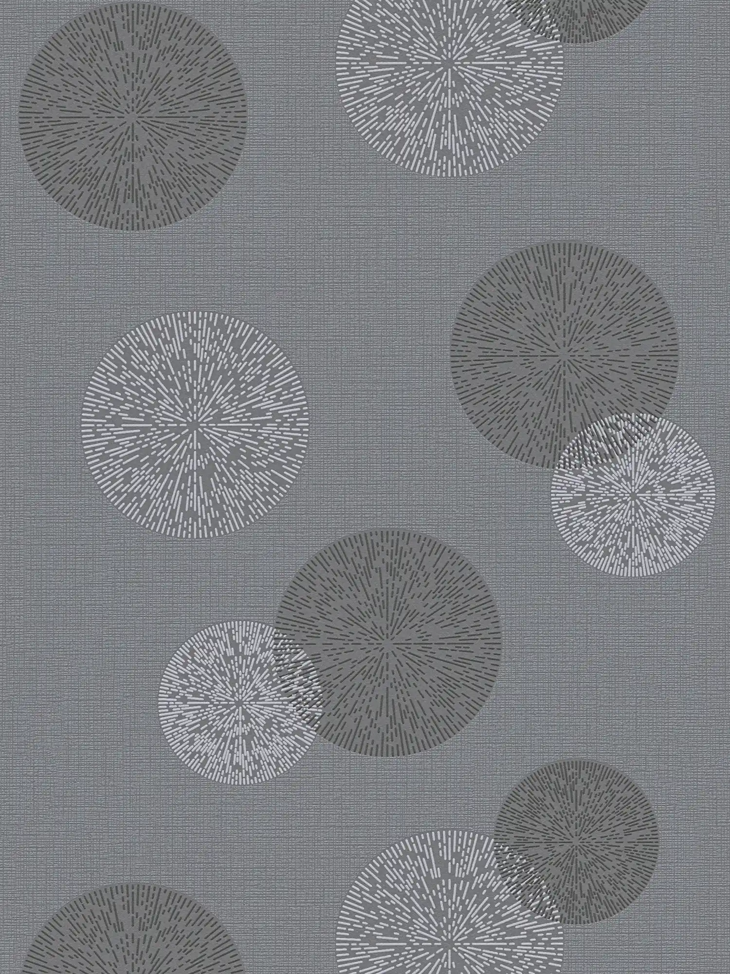 Living room wallpaper with modern circle pattern - grey
