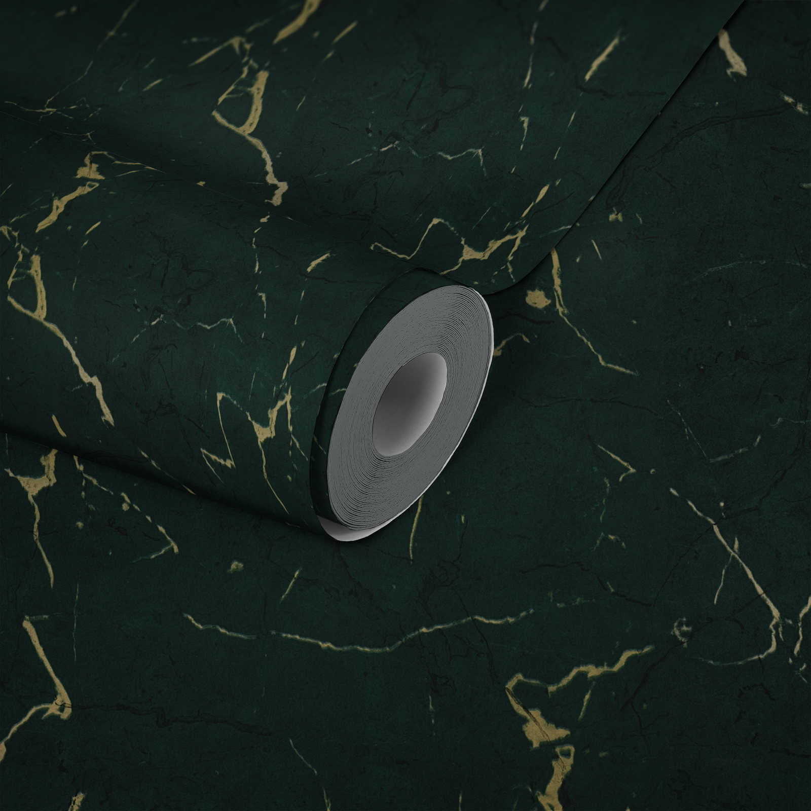             Dark green marble wallpaper with noble gloss effect - green, metallic
        
