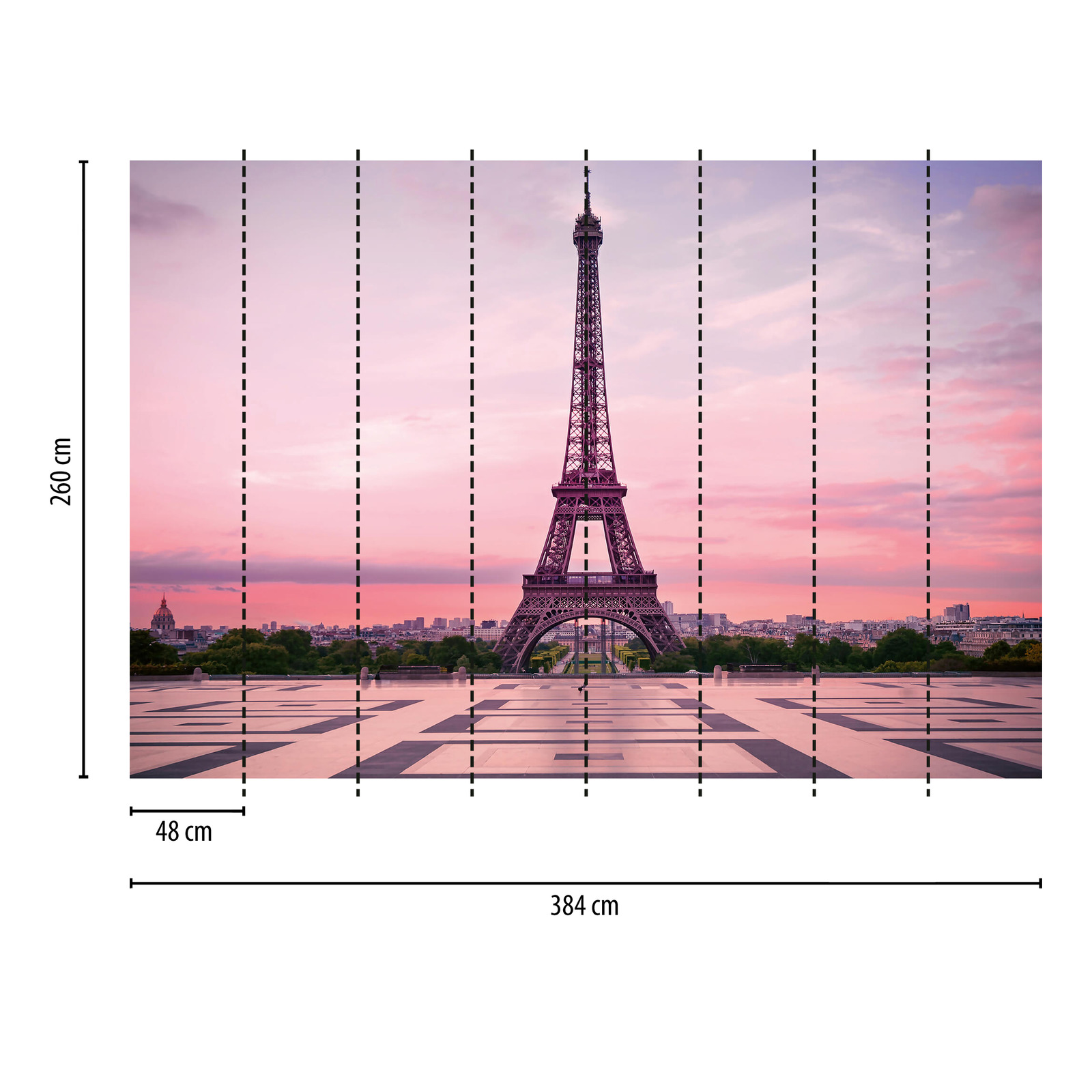             Muurschildering Eiffeltoren Parijs bij zonsondergang
        