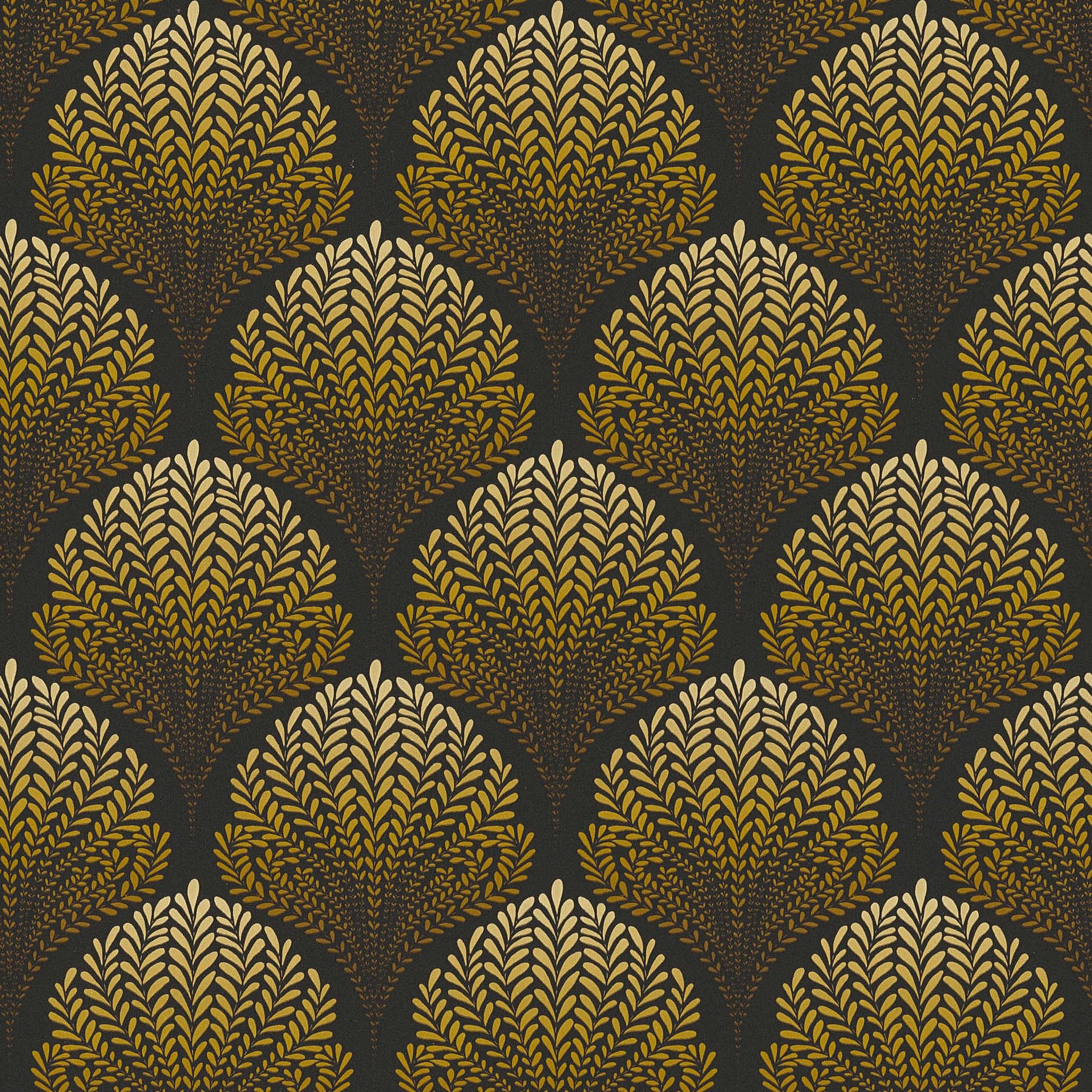         Retro wallpaper with gold ornaments - brown, yellow, black
    