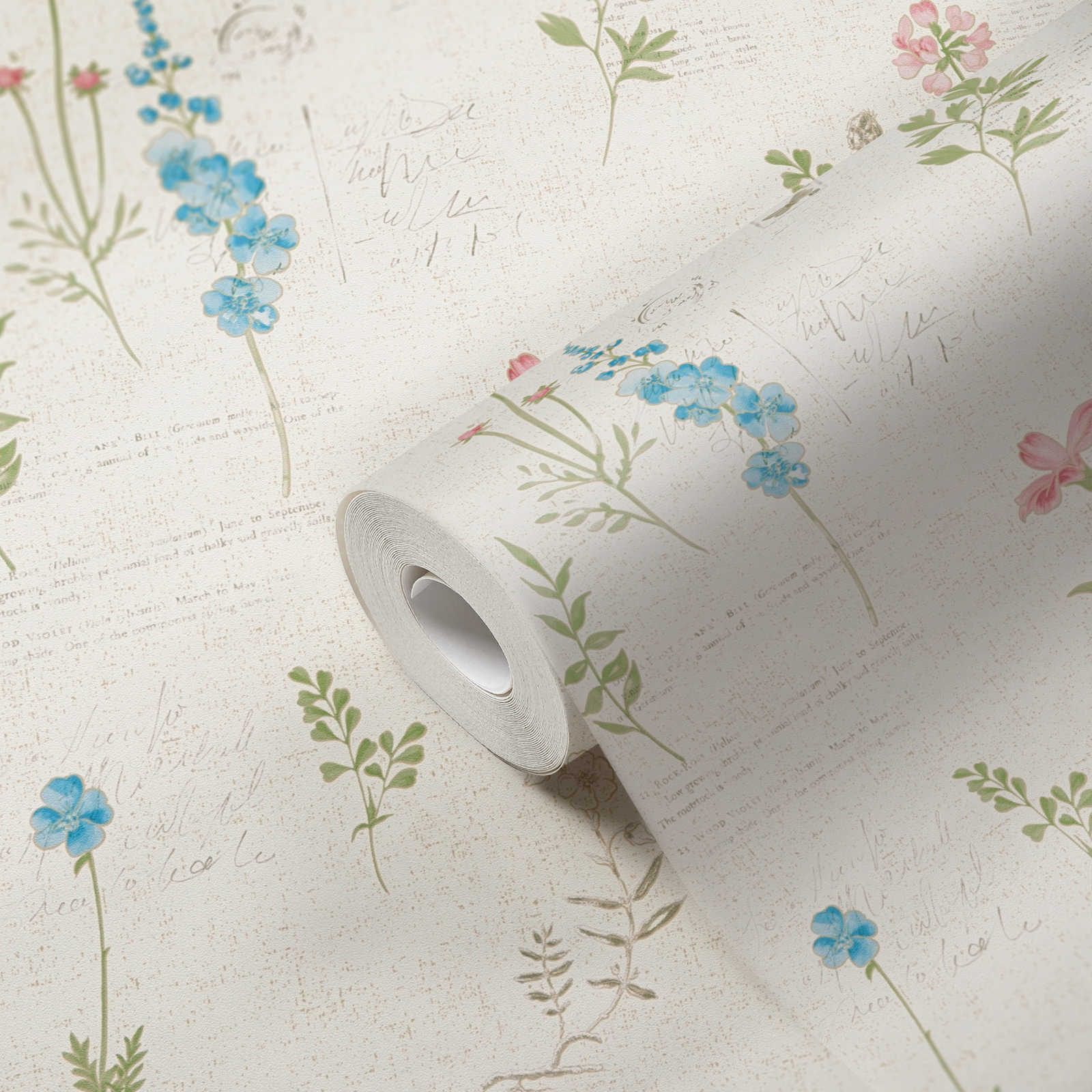             Country house wallpaper with floral pattern and used look - cream
        