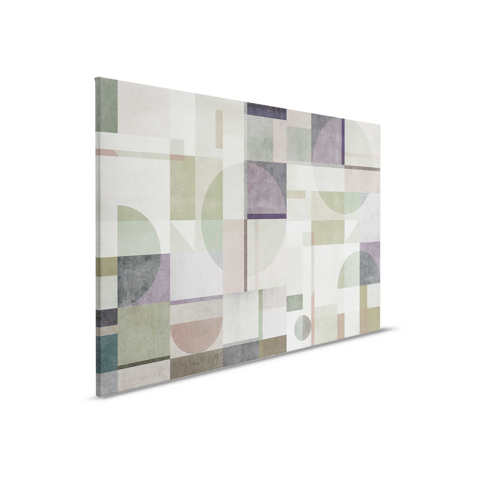         Piazza 1 - Concrete Look Canvas Painting Green & Grey with Graphic Pattern - 0.90 m x 0.60 m
    