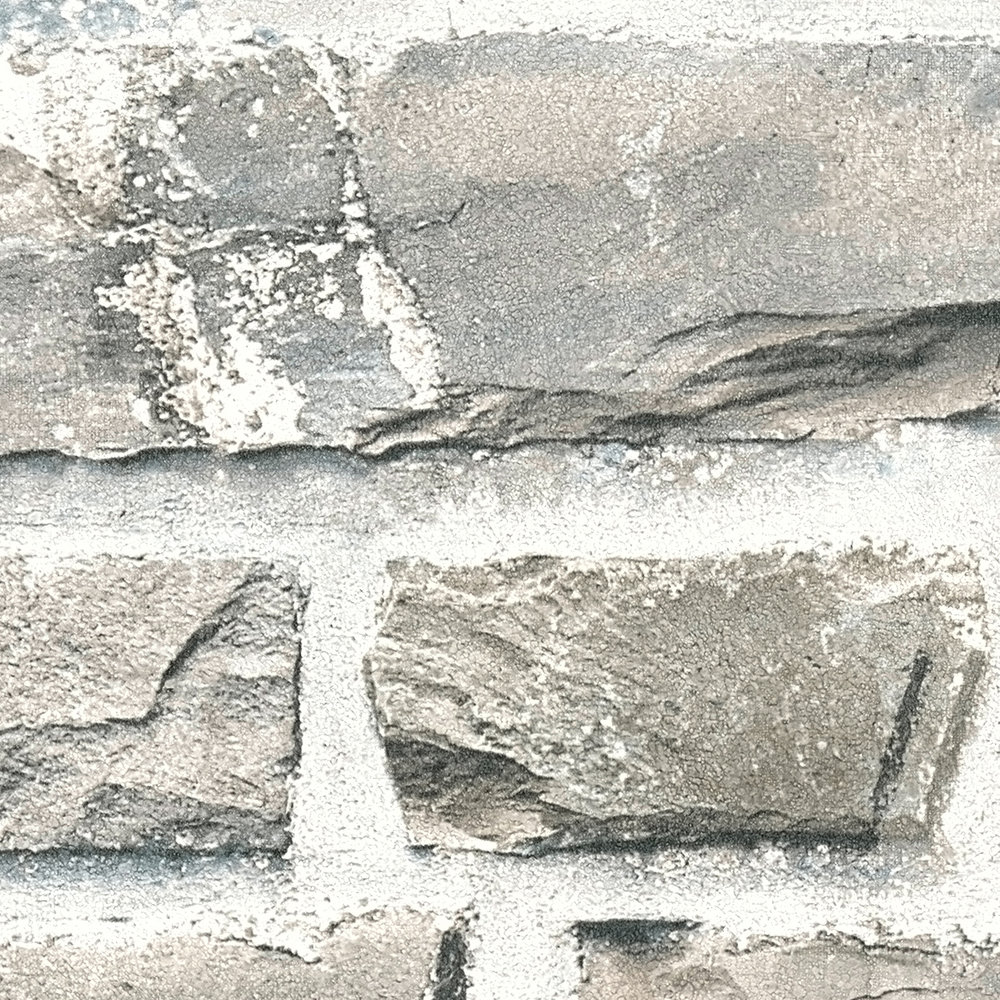             Carta da parati effetto pietra con pietre di cava, pietra naturale - beige, grigio
        
