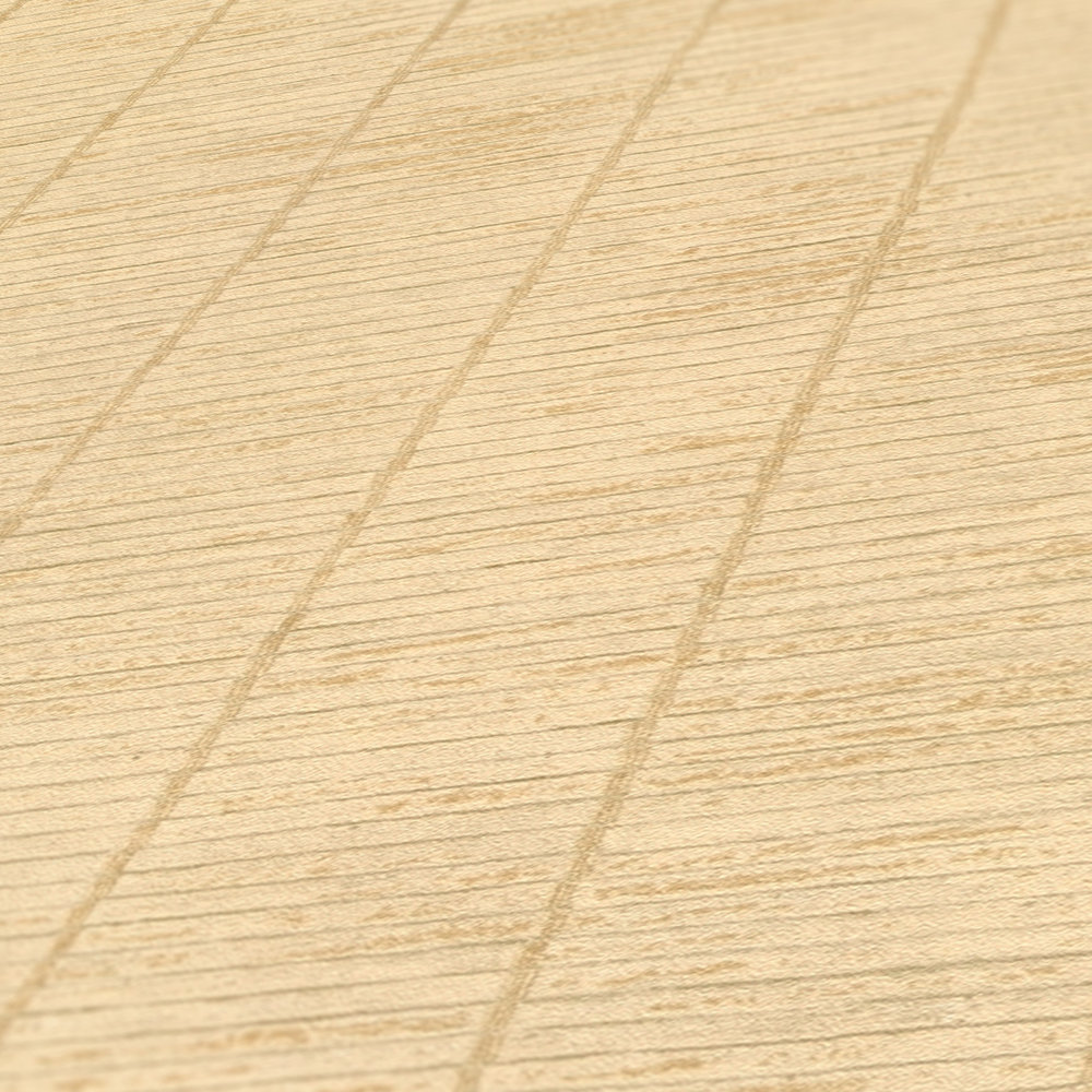            Papel pintado no tejido con aspecto de estera de paja asiática - beige
        