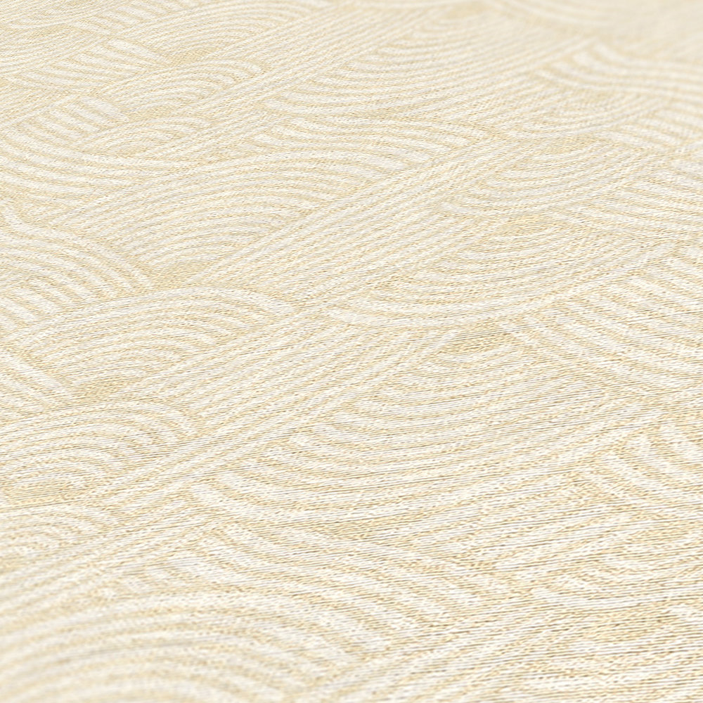             Carta da parati in tessuto non tessuto con disegno di licheni in stile etno - crema, bianco
        