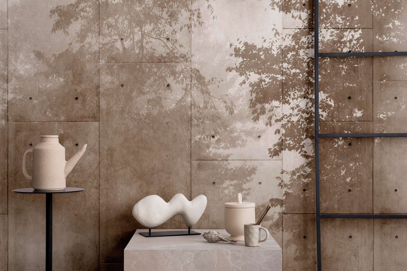             Photo wallpaper »mytho« - Treetops on concrete slabs - Smooth, slightly shiny premium non-woven fabric
        