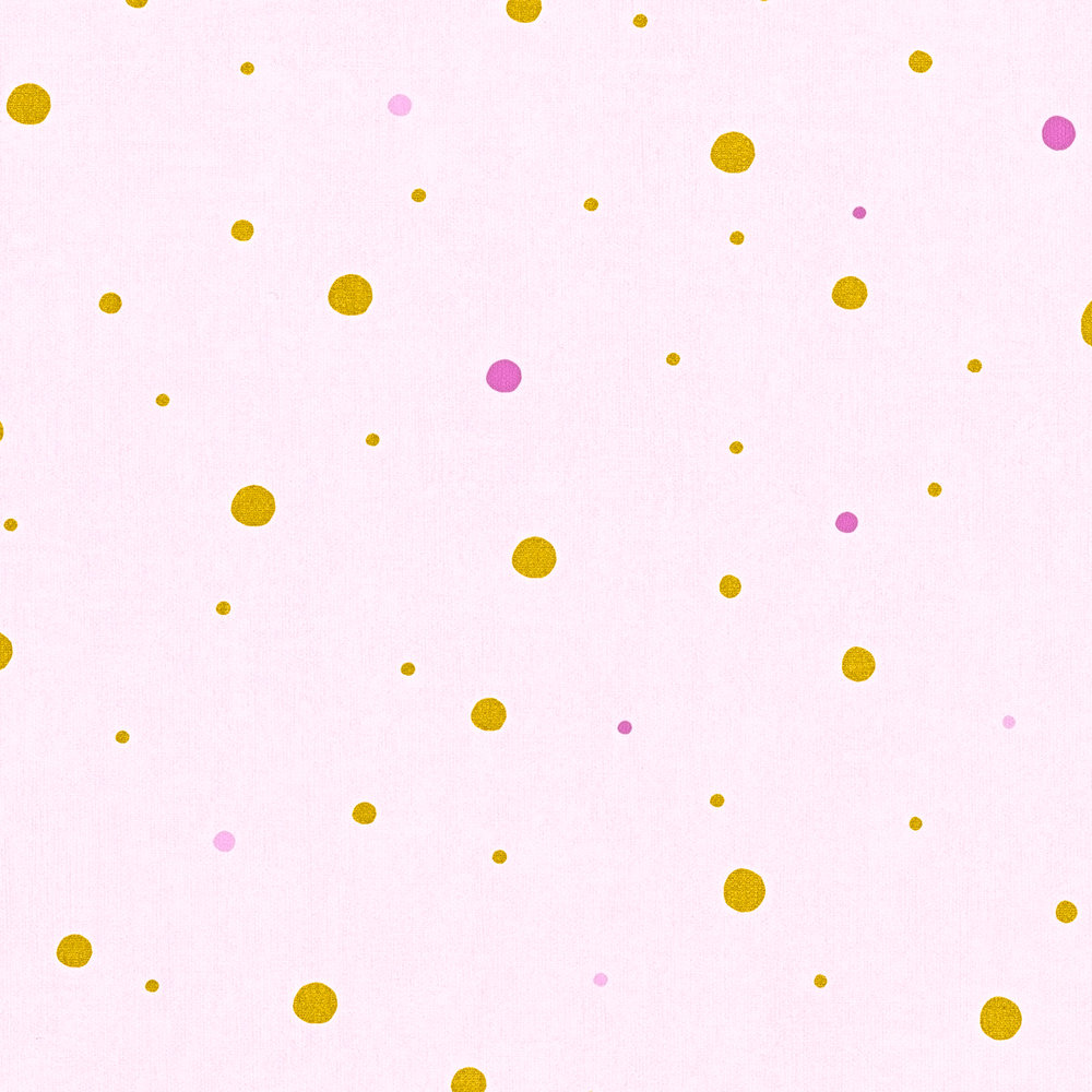             Dots wallpaper for girls with gold accent - Pink
        