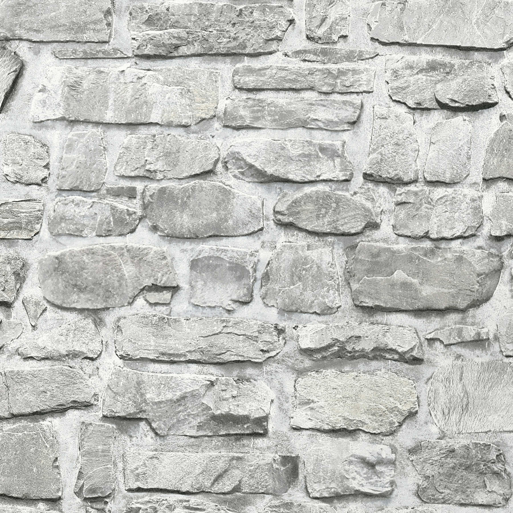             Papier peint imitation pierre avec mur en pierre naturelle - gris, blanc
        