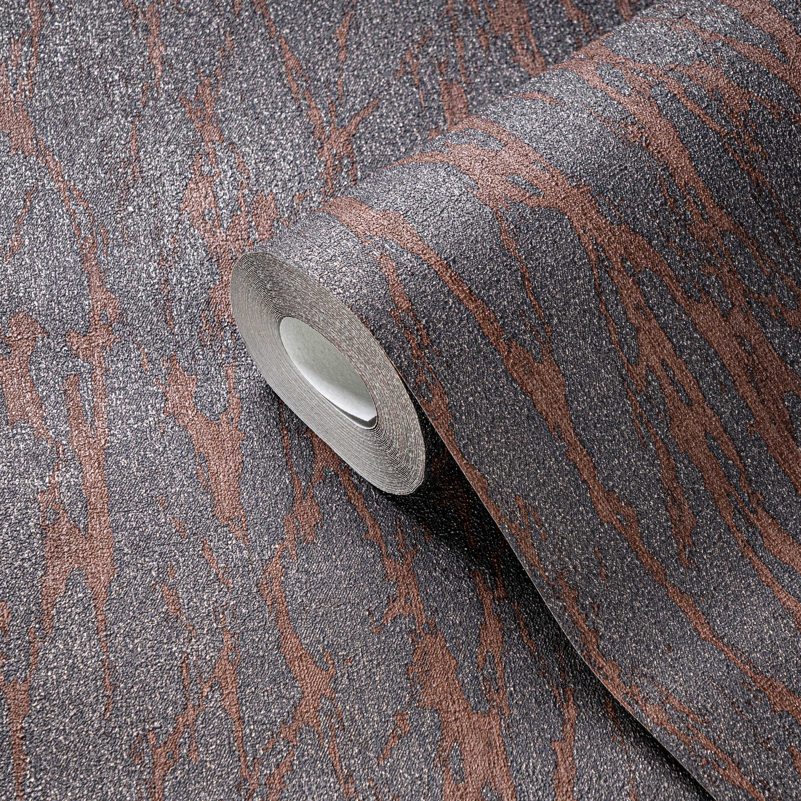             Non-woven wallpaper in one colour with gold accents - blue, brown, silver
        