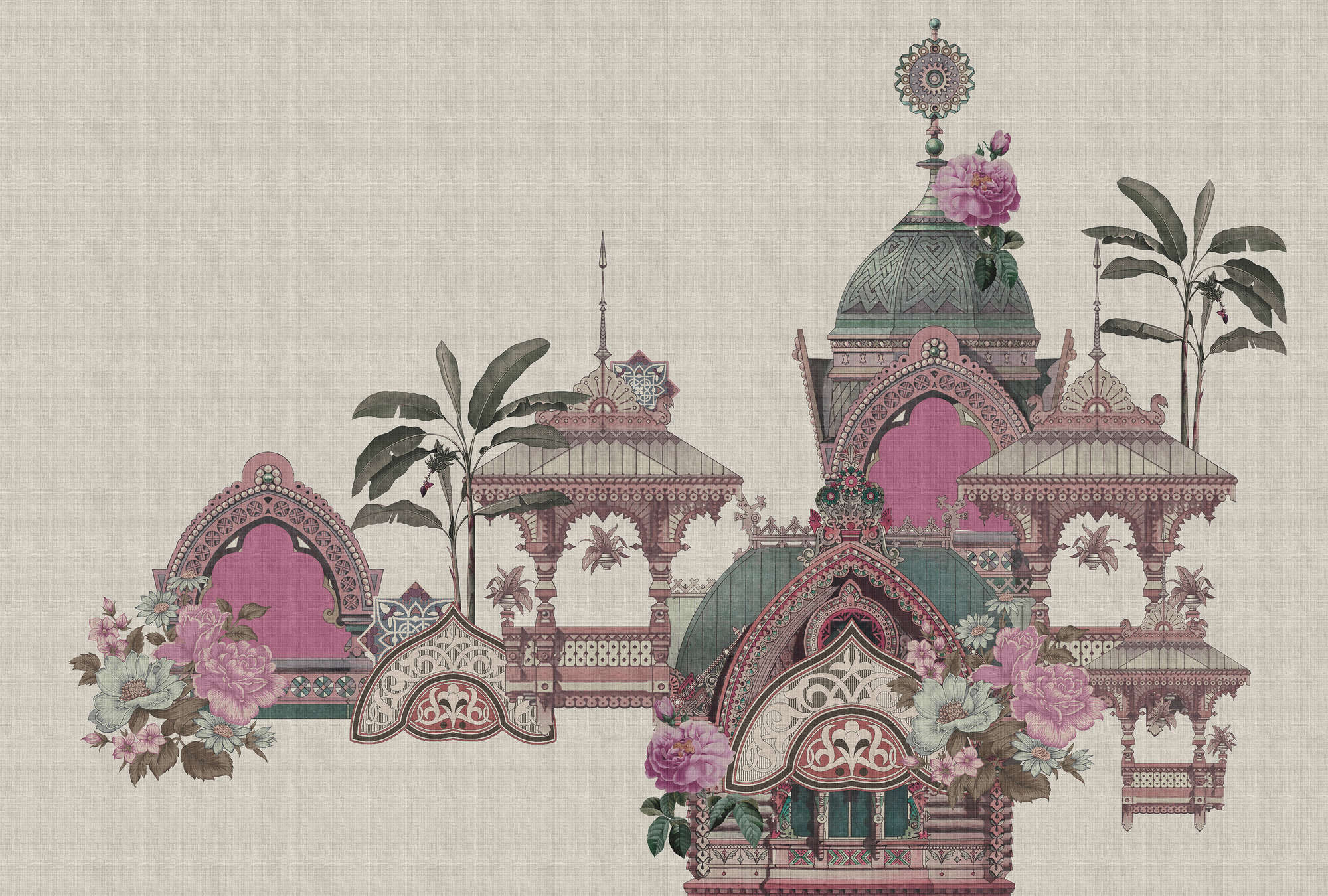             Jaipur 2 - Papier peint Inde Temple & Fleurs
        