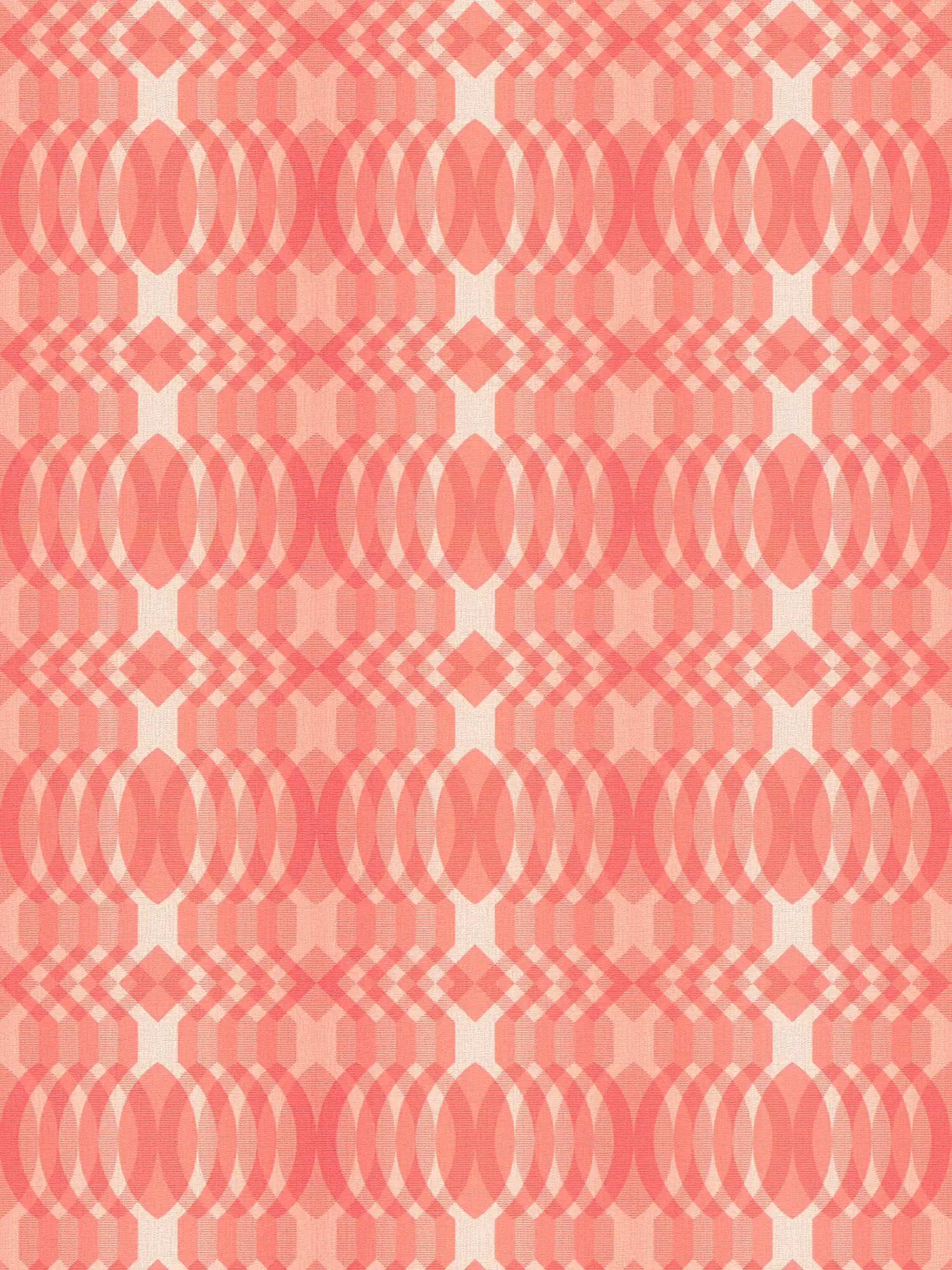 Geometric pattern on non-woven wallpaper in retro style - red, cream, white
