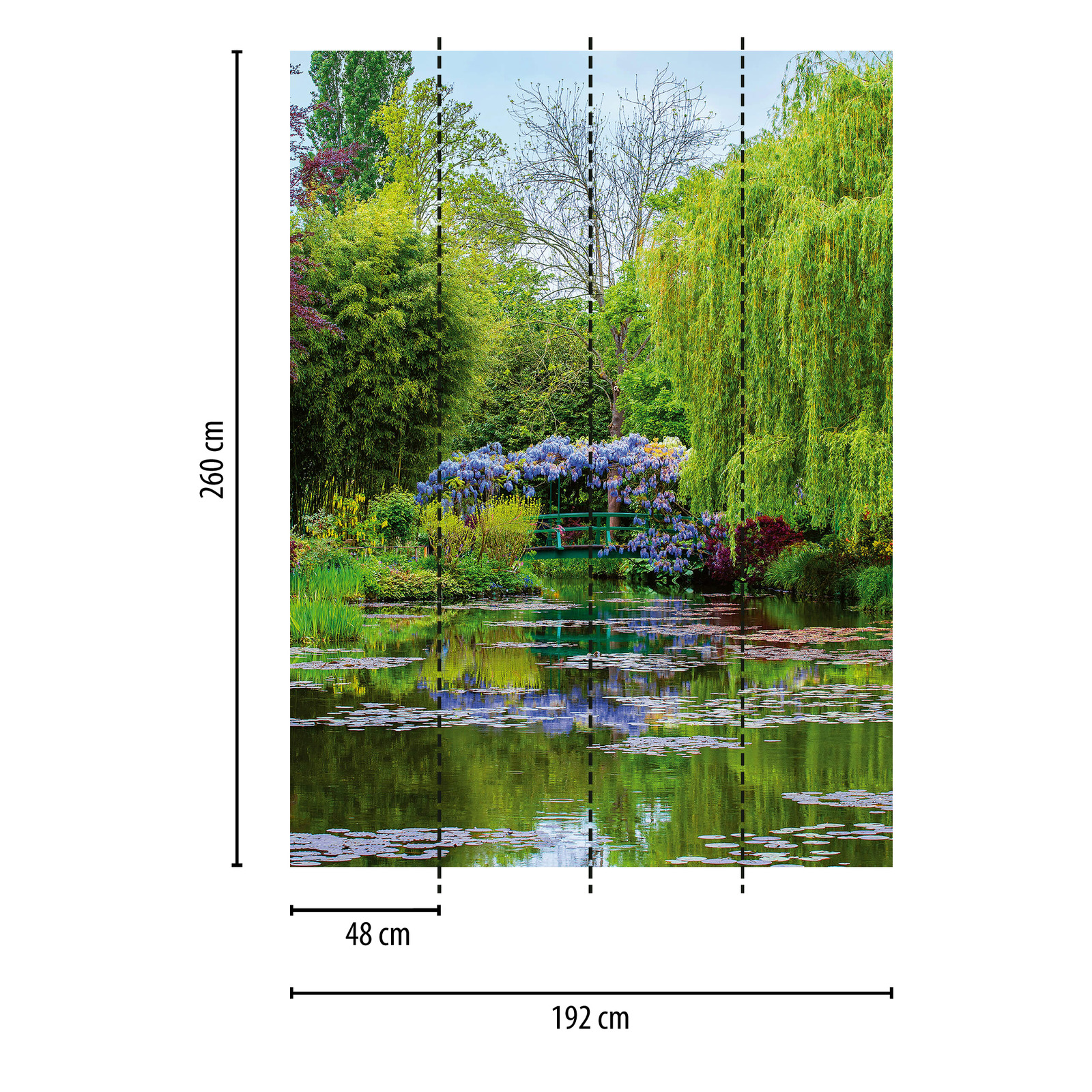             Papier peint panoramique Jardin en France - vert, rouge, bleu
        