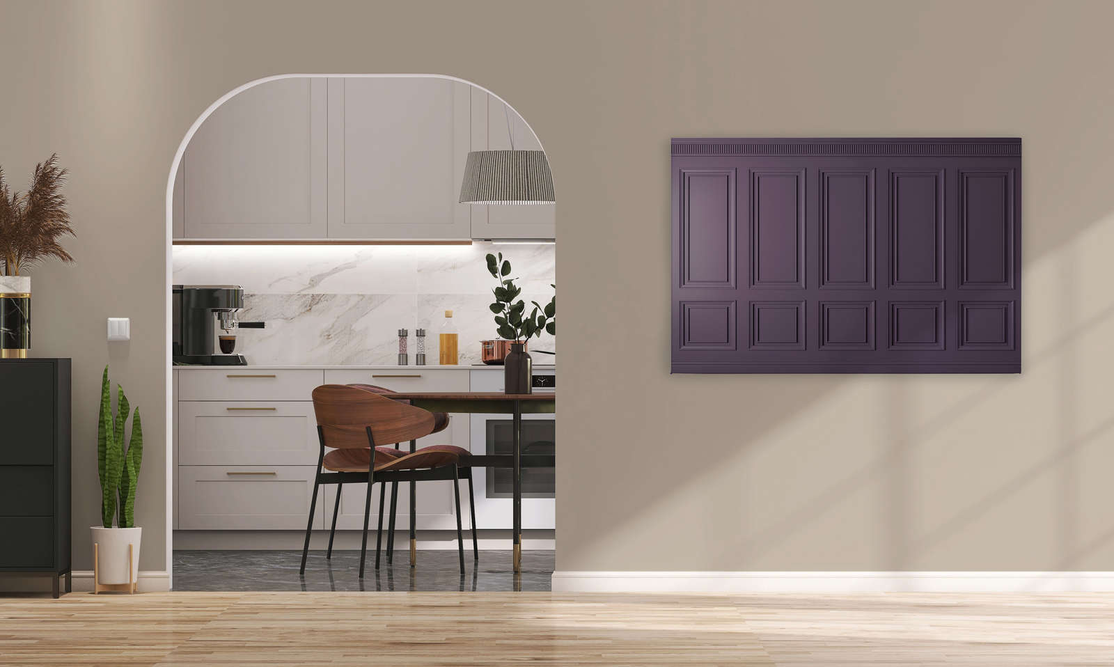             Kensington 3 - 3D Lienzo pintura paneles de madera púrpura oscuro, violeta - 1,20 m x 0,80 m
        