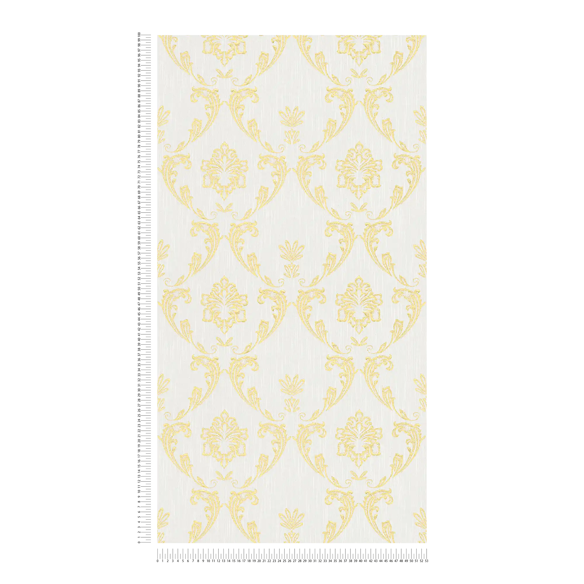             Carta da parati ornamentale con elementi floreali in oro - oro, bianco
        
