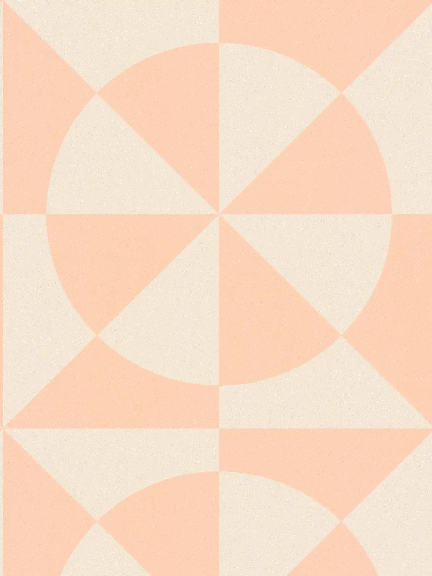 Graphic non-woven wallpaper with triangles and circles - cream, pink
