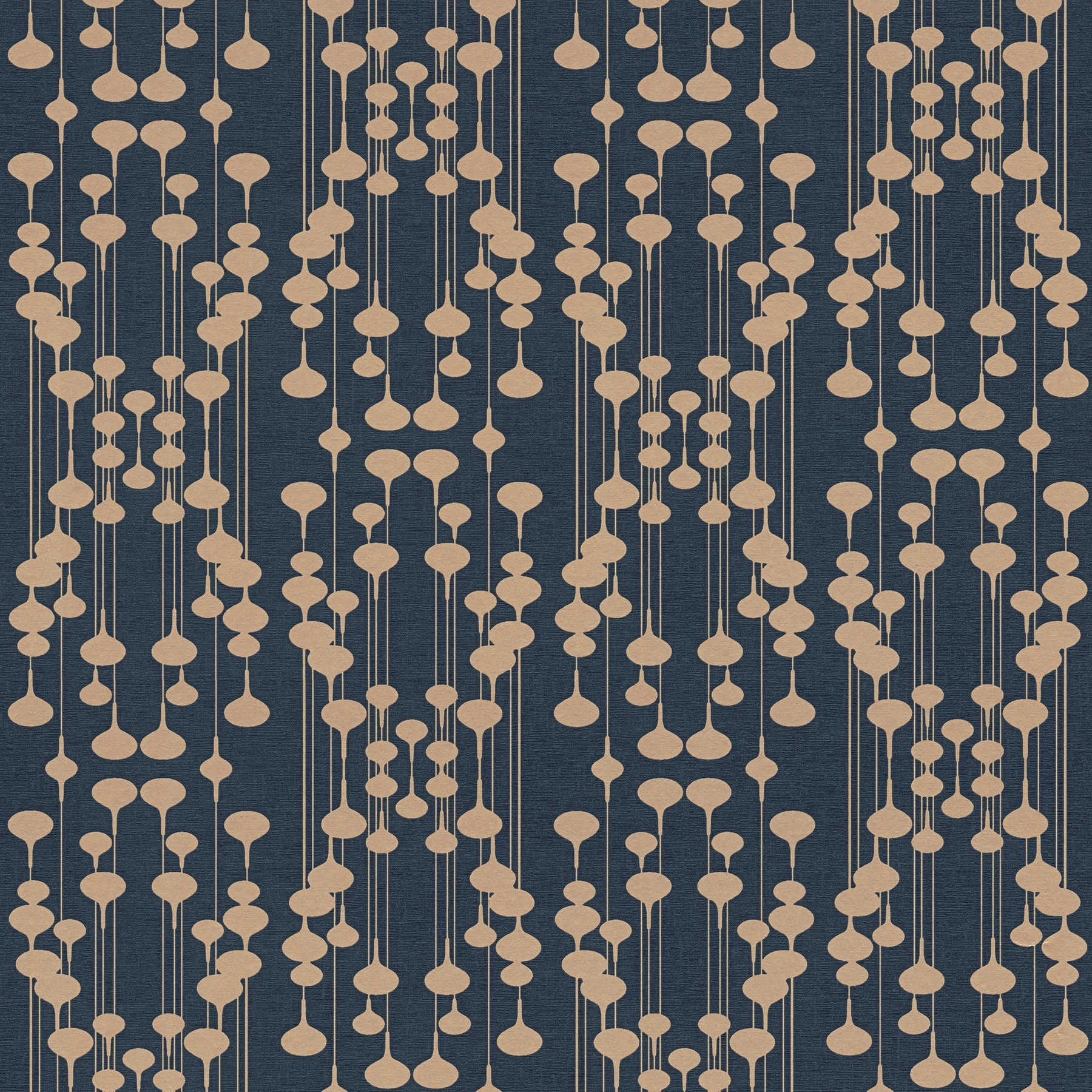         Wallpaper with retro pattern & metallic effect - blue, beige
    