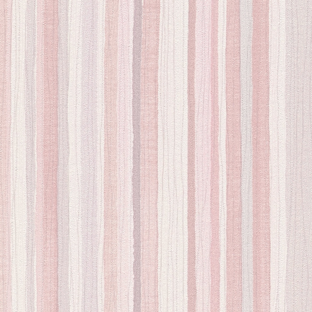             Gestreept behang met smal lijnenpatroon - roze, grijs
        