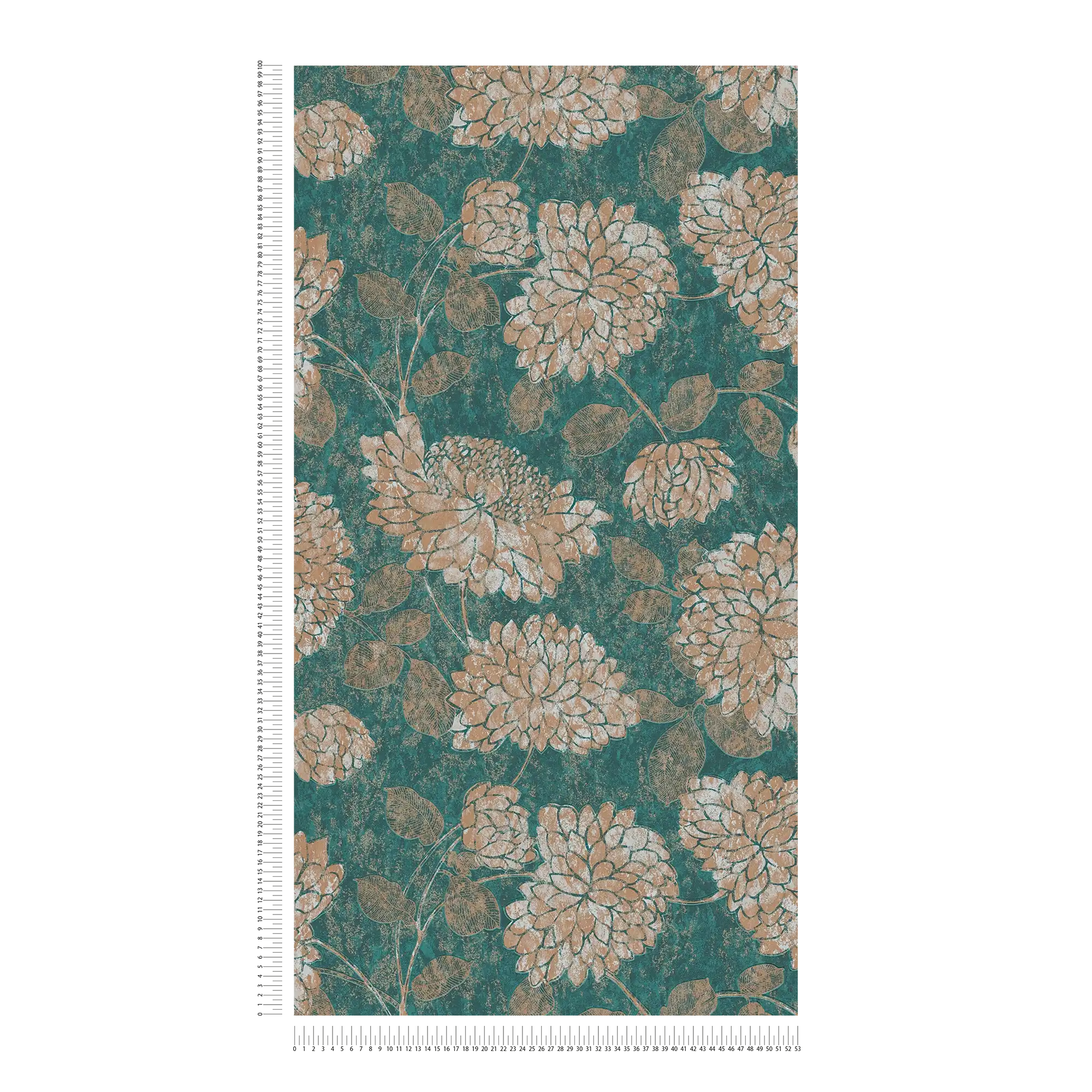             Floral wallpaper with floral pattern slightly shiny - green, gold
        