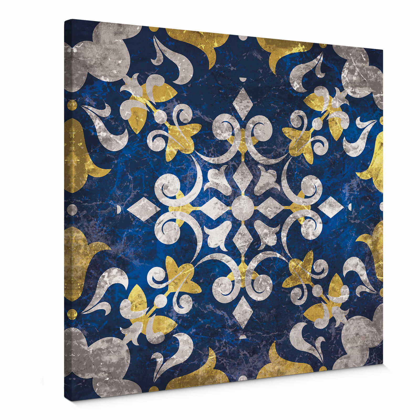         Square Canvas print oriental tile pattern – blue, yellow
    