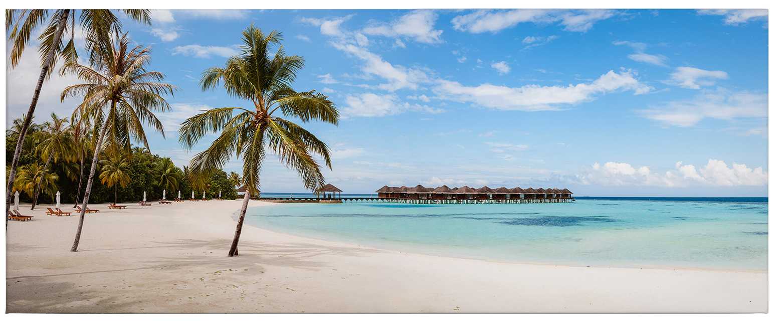             Panorama canvas print Maldives in blue, beige
        