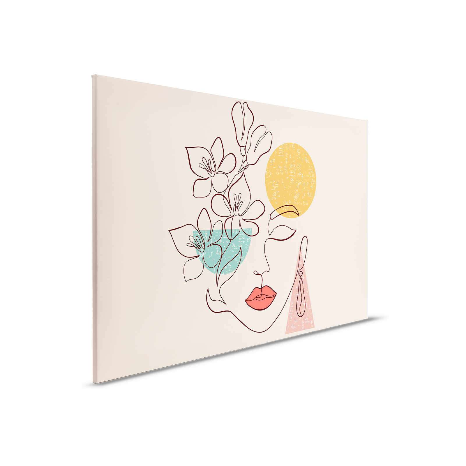         Canvas painting abstract art lady with flowers on her face - 0,90 m x 0,60 m
    