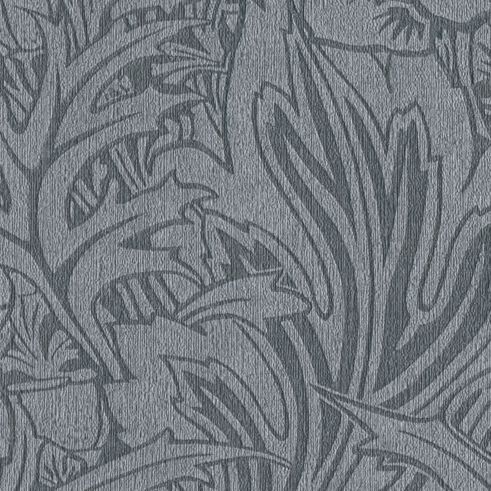             Carta da parati floreale grigia con disegno floreale art nouveau
        