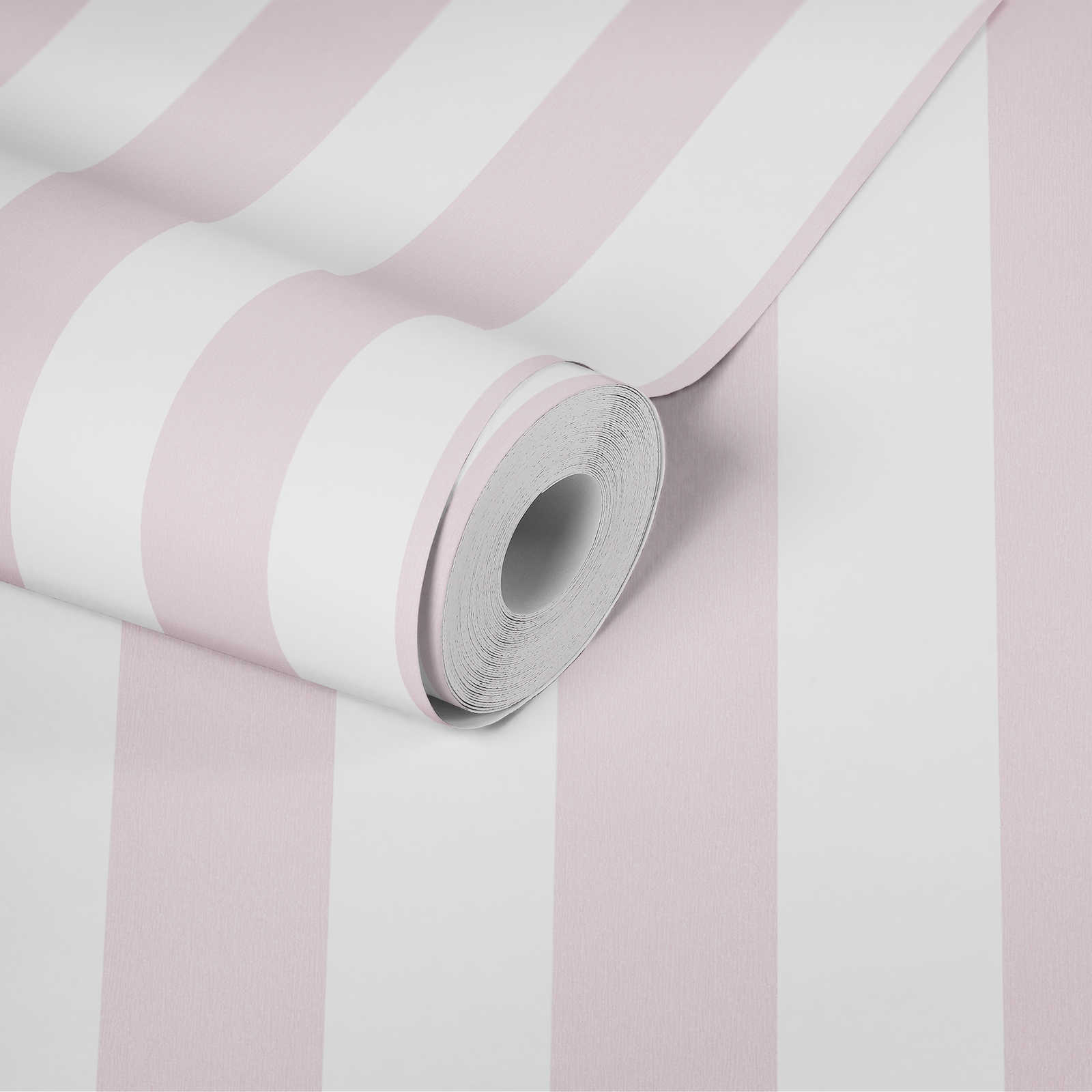             Carta da parati per bambine a strisce verticali - rosa, bianco
        