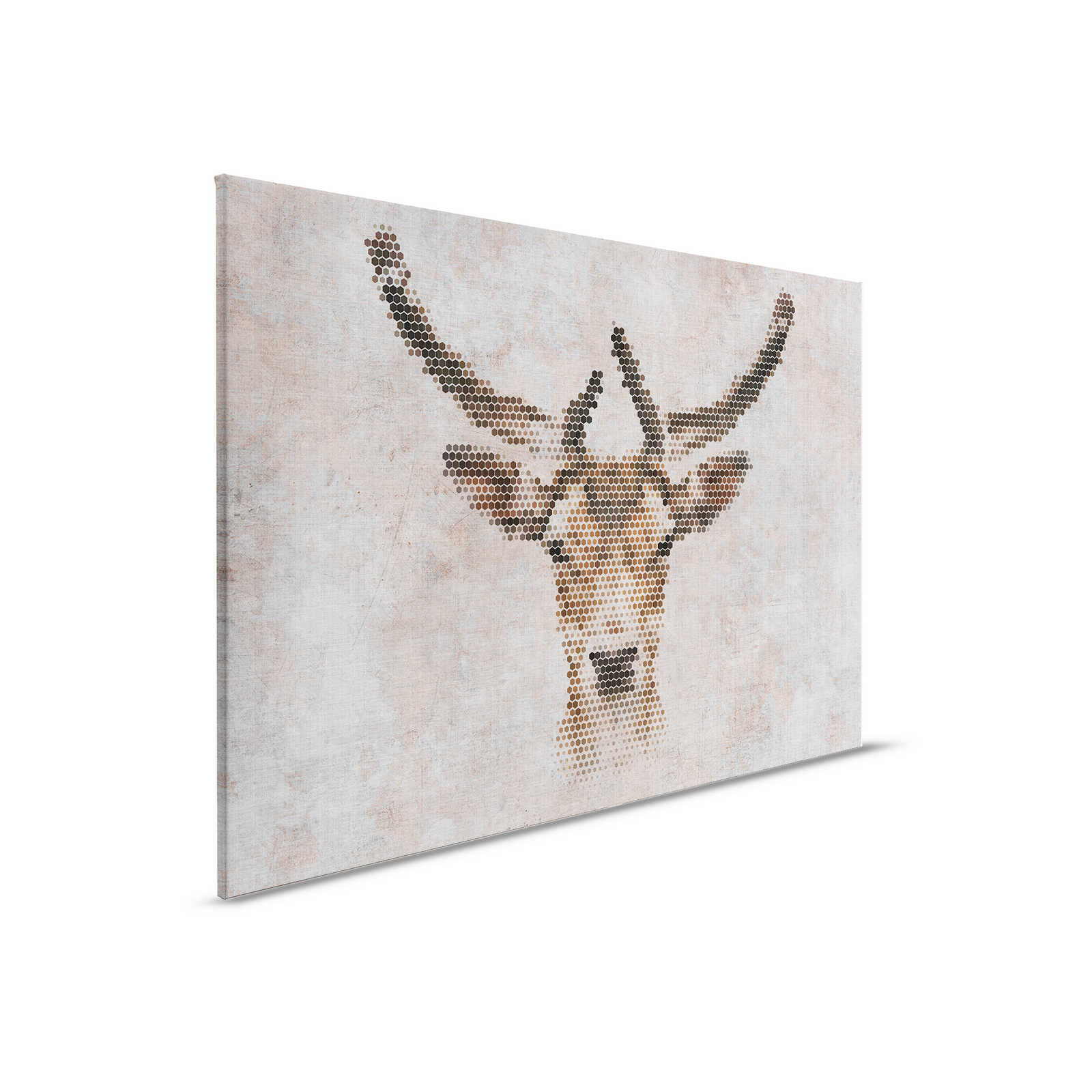         Big three 3 - Canvas painting, concrete look with deer in natural linen structure - 0.90 m x 0.60 m
    