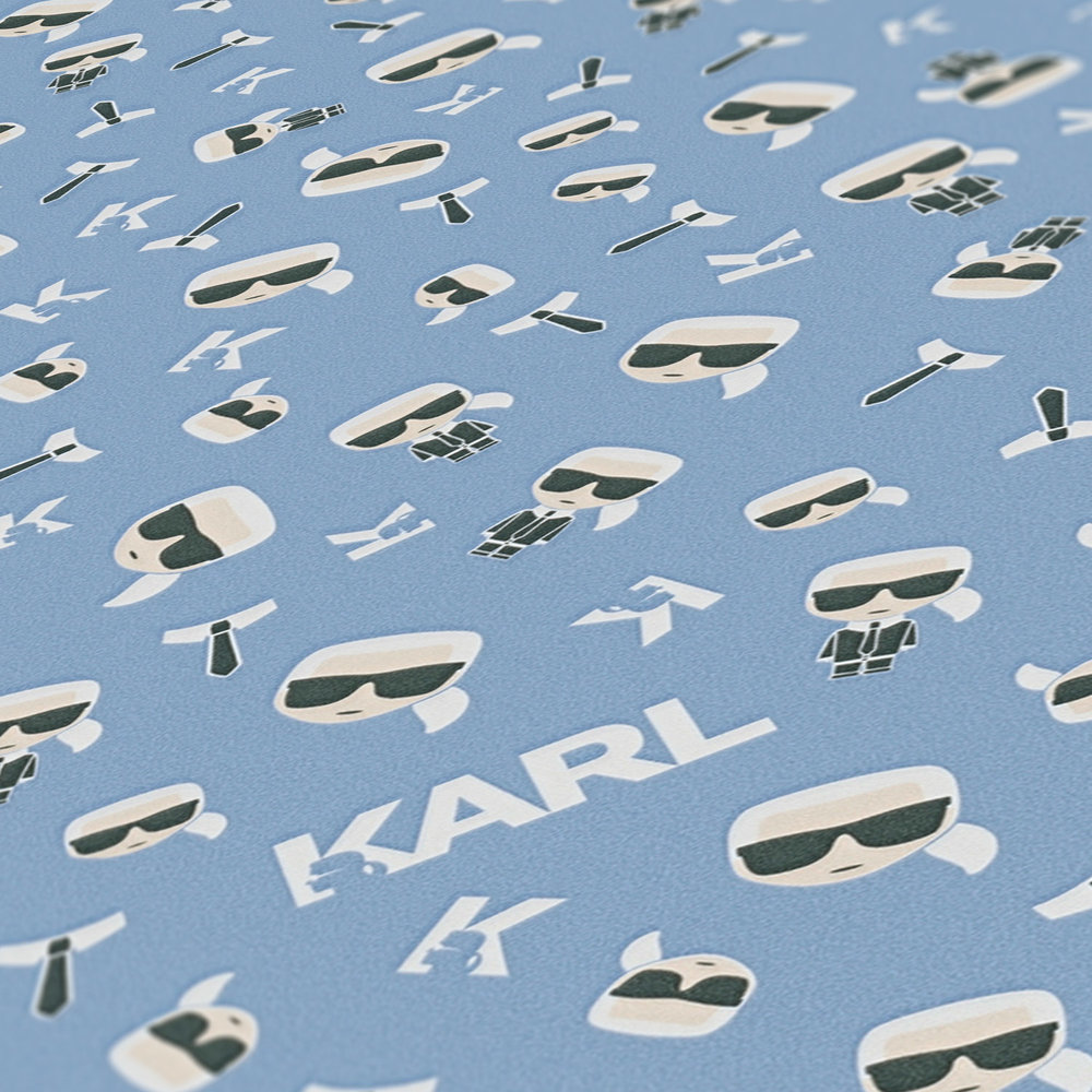             Karl LAGERFELD papier peint à motifs Ikonik Karl - bleu
        
