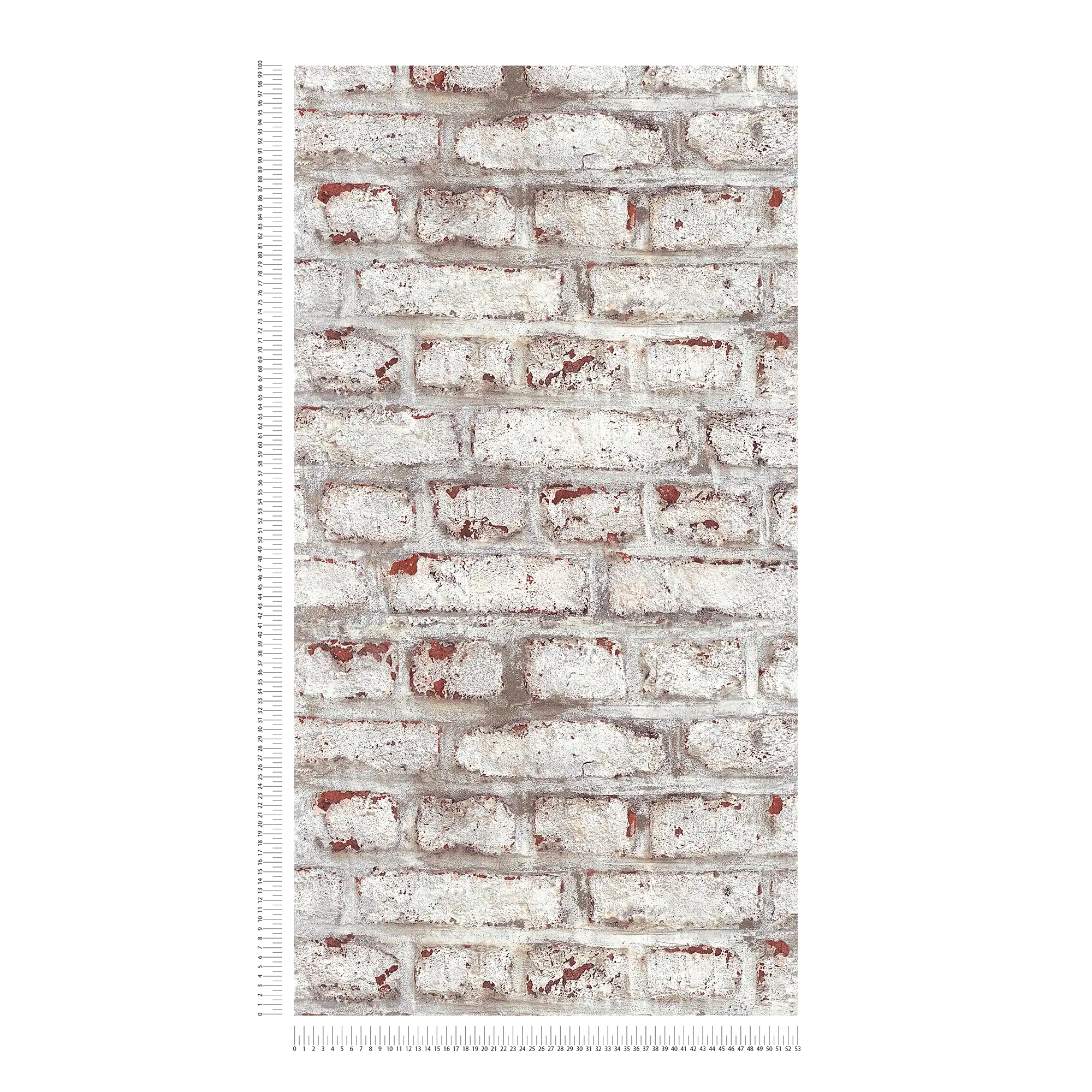            Masonry wallpaper with rustic brick wall whitewashed - white, brown, grey
        