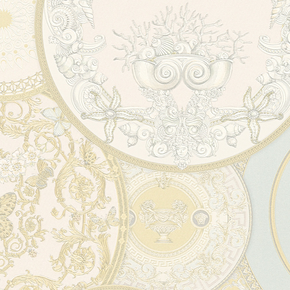             Wallpaper VERSACE with medal pattern - cream, metallic
        