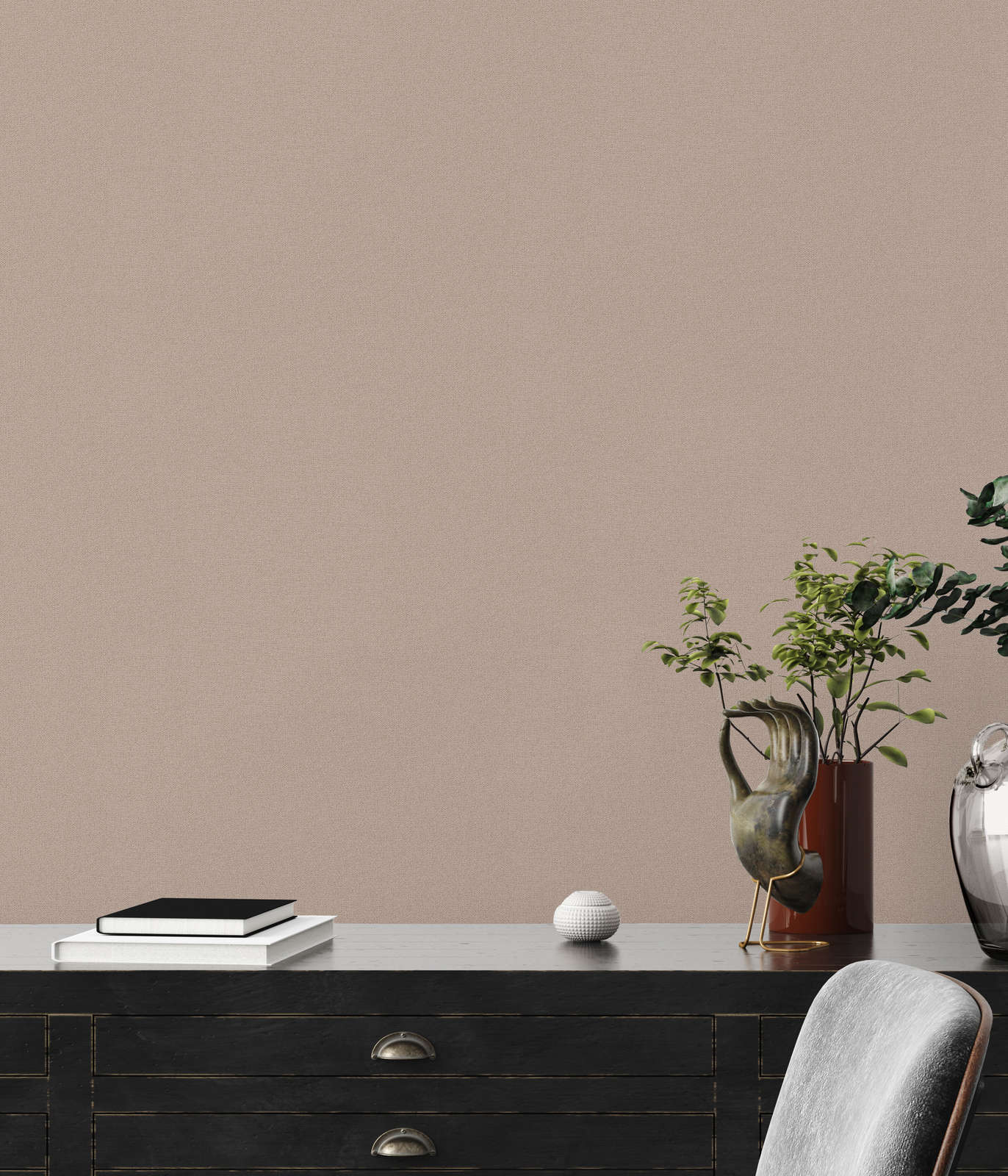             Papel pintado unitario con aspecto de lino sin PVC - marrón, beige
        