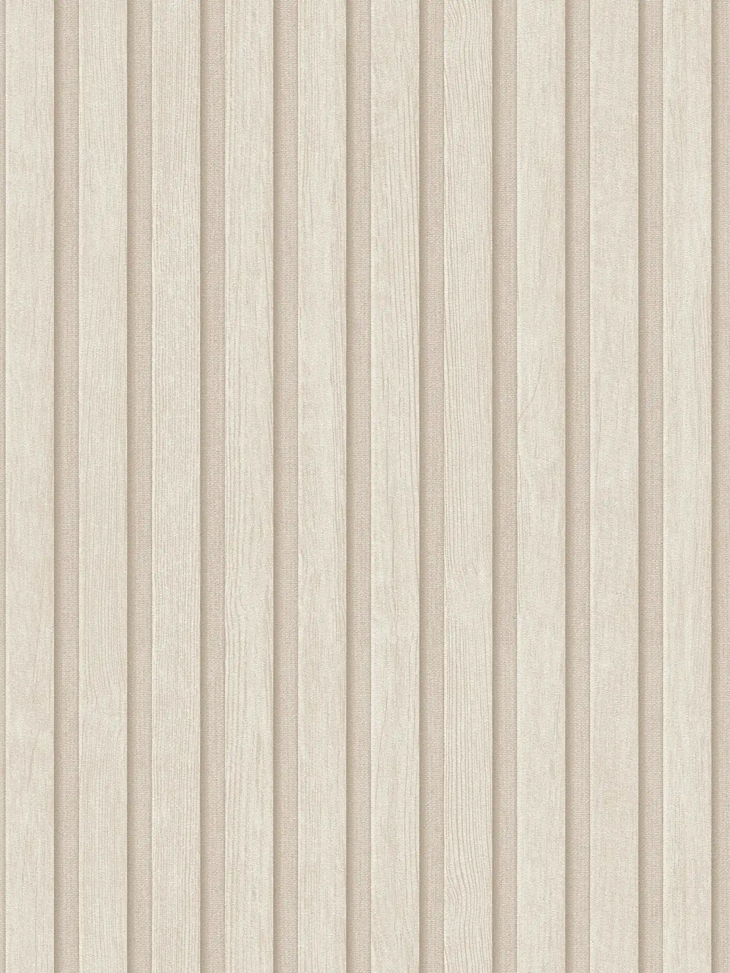 Papier peint intissé imitation bois look panneaux acoustiques - crème, beige
