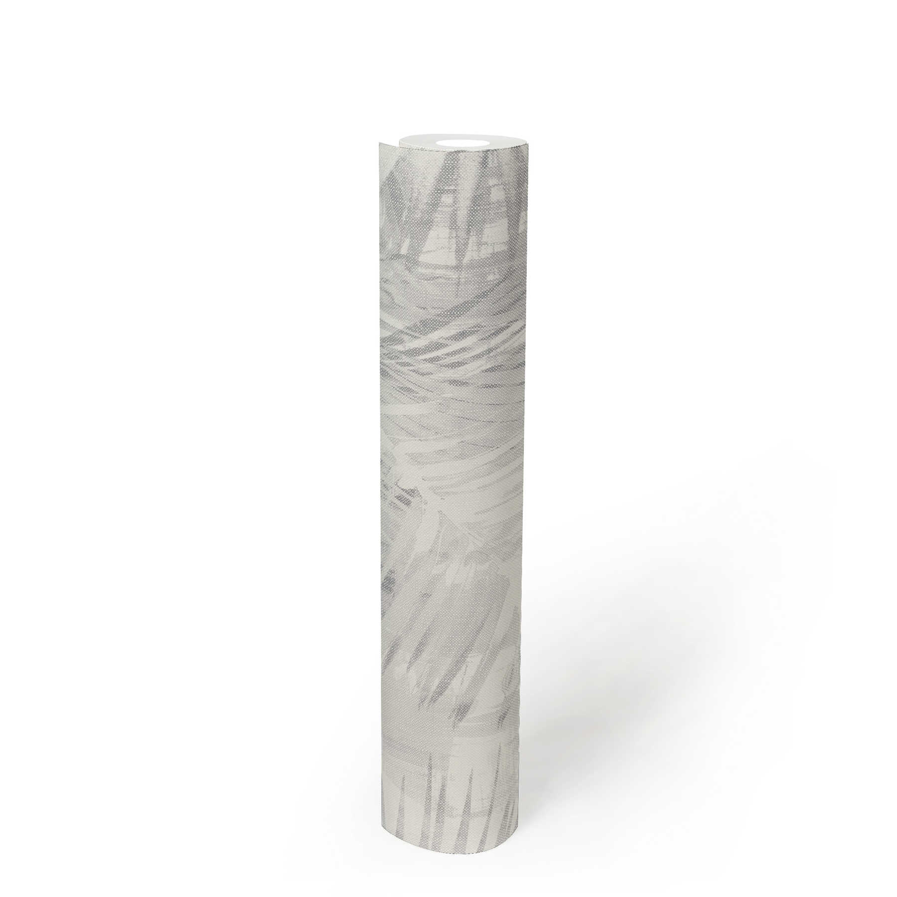             Feuilles papier peint design stylisé hygge look - gris
        