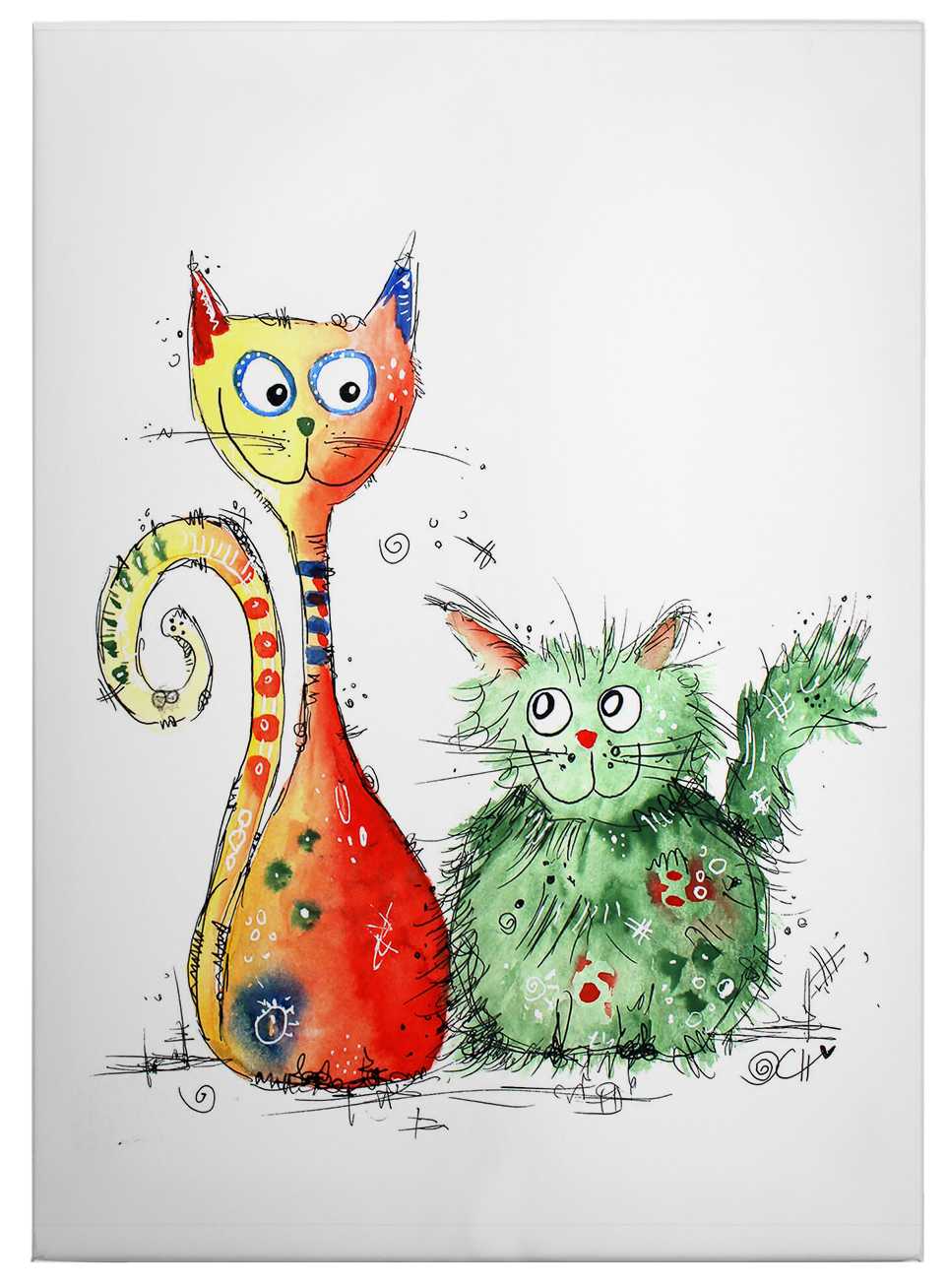             Tableau toile Hagenmeyer meilleurs amis, chats colorés - 0,50 m x 0,70 m
        