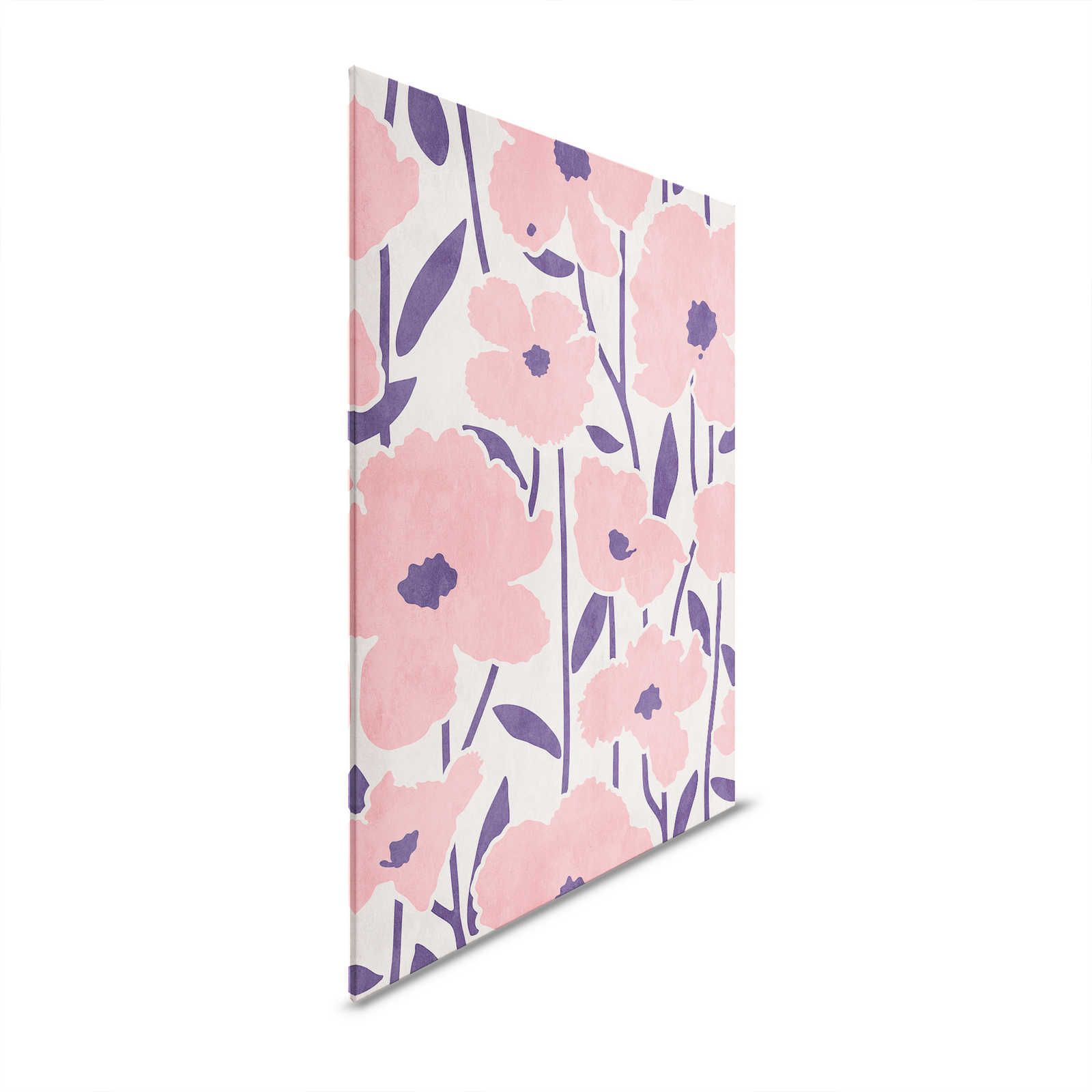 Flower Market 1 - Floral Canvas Painting Pink Flowers Pattern & Rendering - 0.60 m x 0.90 m
