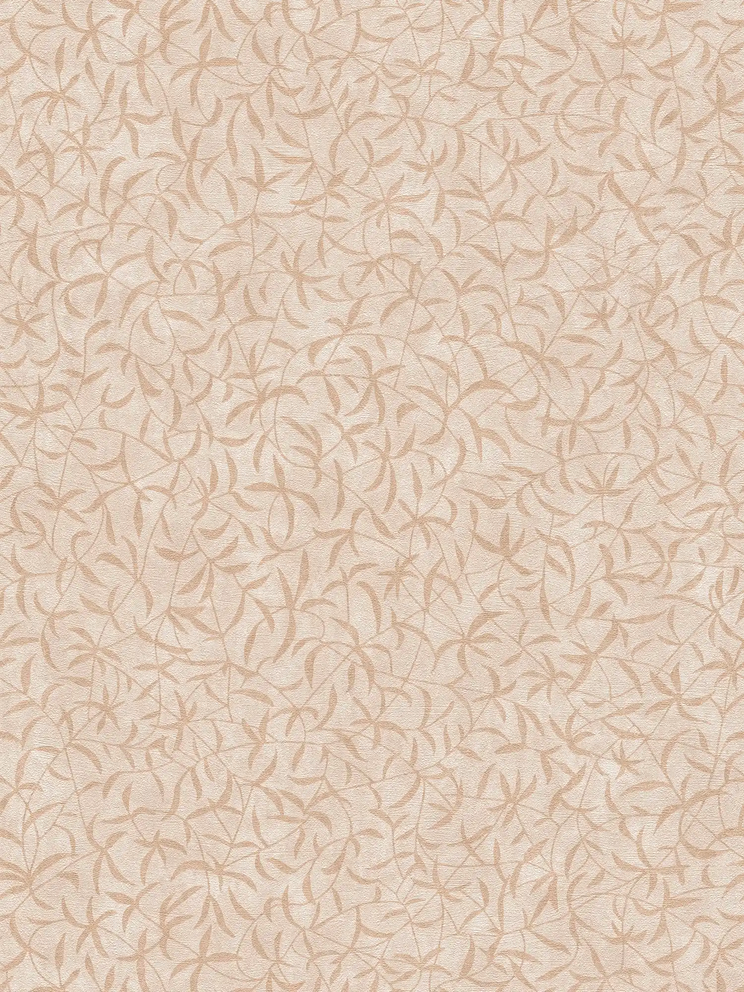Floral non-woven wallpaper with branches and flowers - cream, beige
